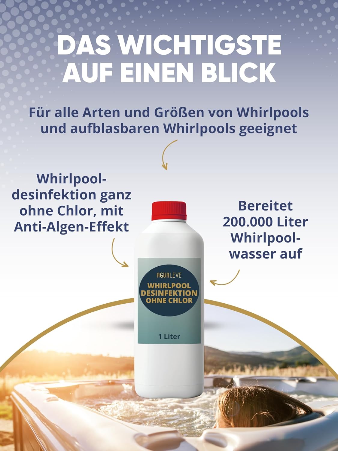 AGUALEVE® Whirlpooldesinfektion ohne Chlor 1 Ltr.