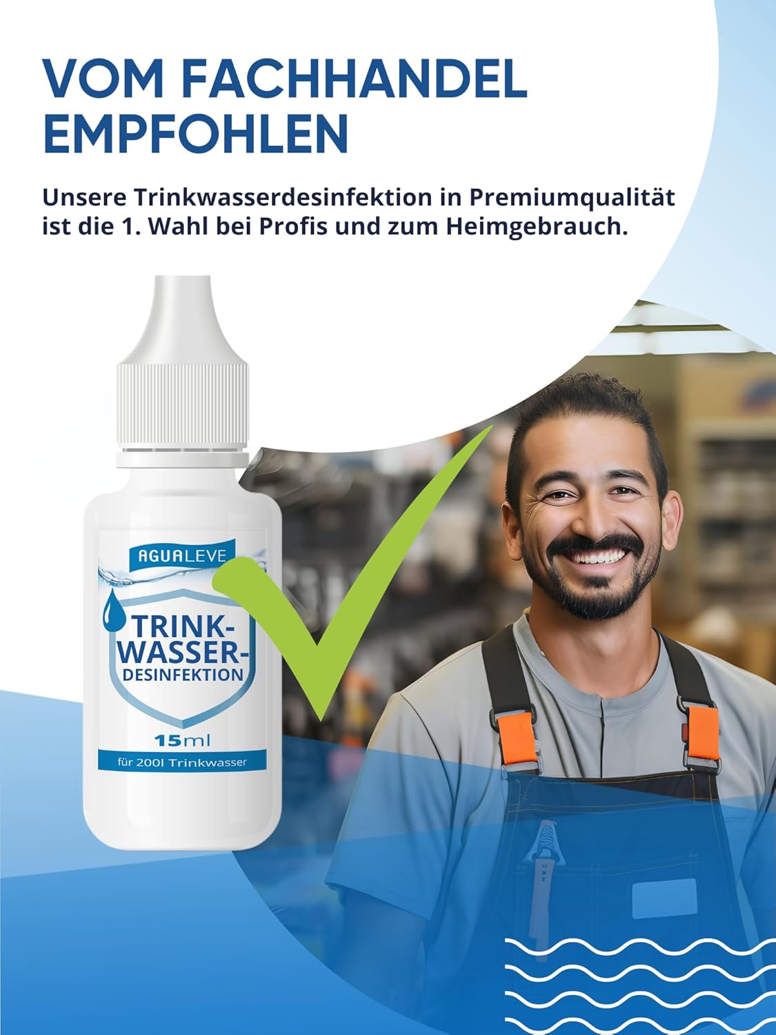 AGUALEVE® Trinkwasserdesinfektion 15ml für 200l Wasser