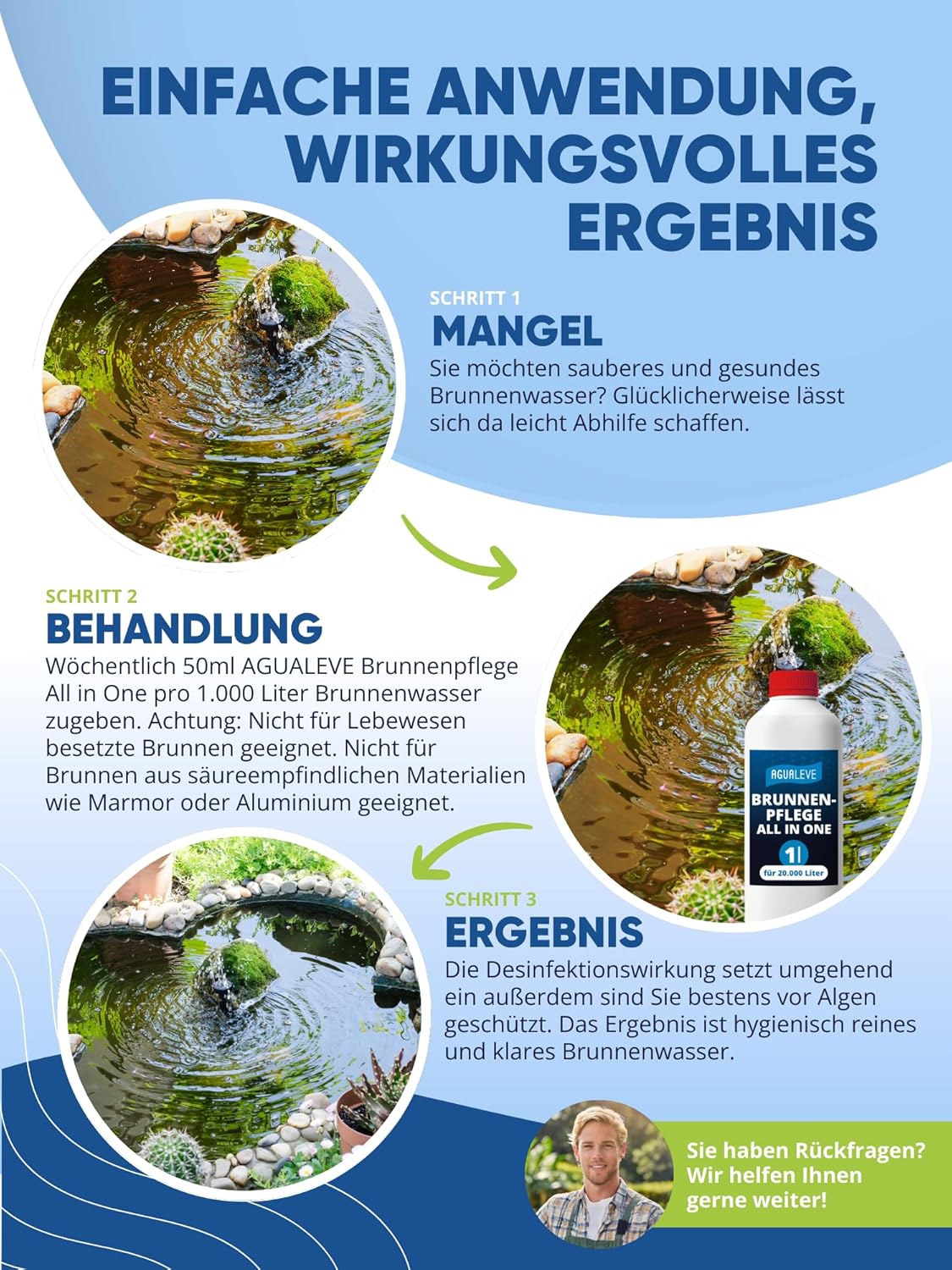 AGUALEVE® Brunnenpflege All in One 1 Ltr.