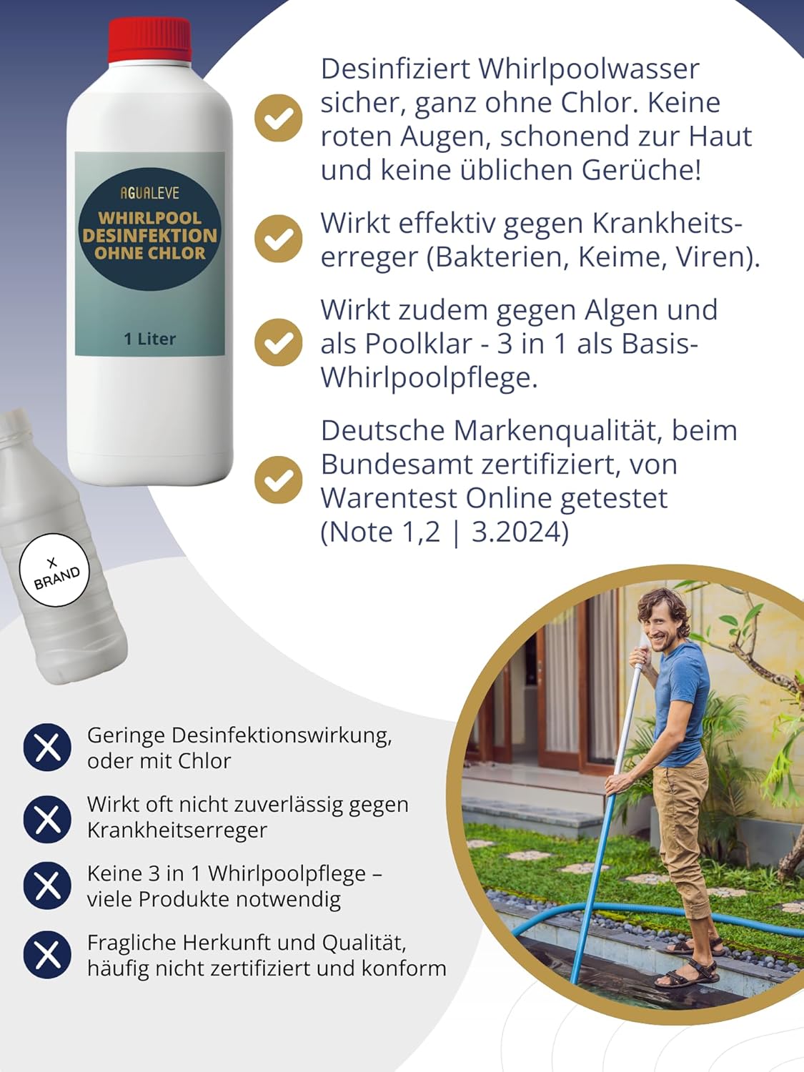 AGUALEVE® Whirlpooldesinfektion ohne Chlor 1 Ltr.