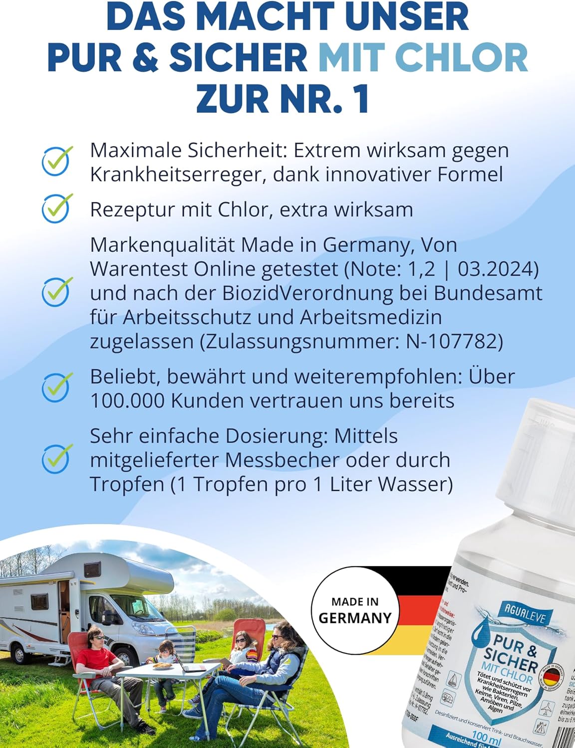 AGUALEVE PUR & SICHER **mit** Chlor 100ml