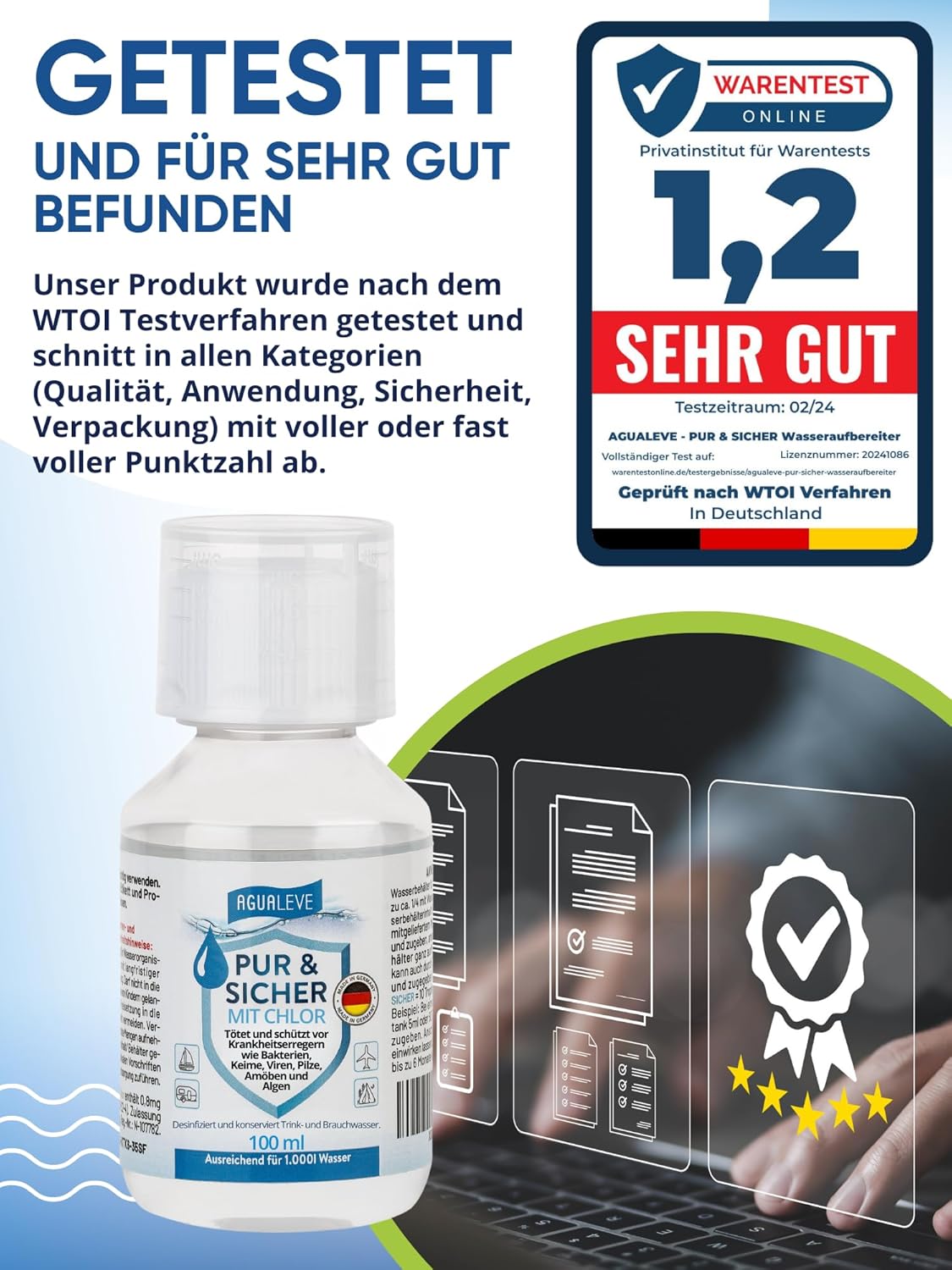 AGUALEVE PUR & SICHER **mit** Chlor 100ml