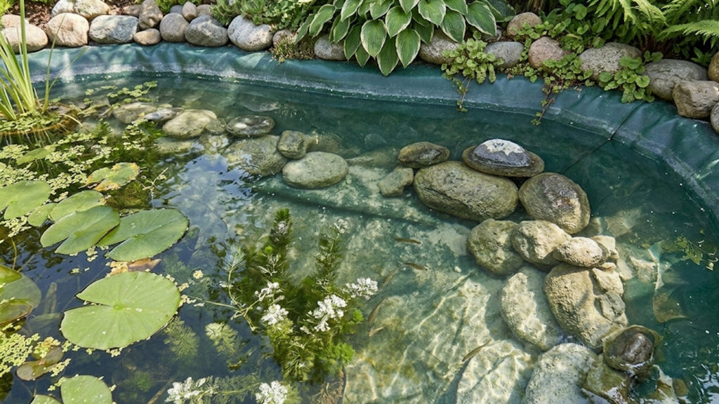 Weißer Belag im Teich