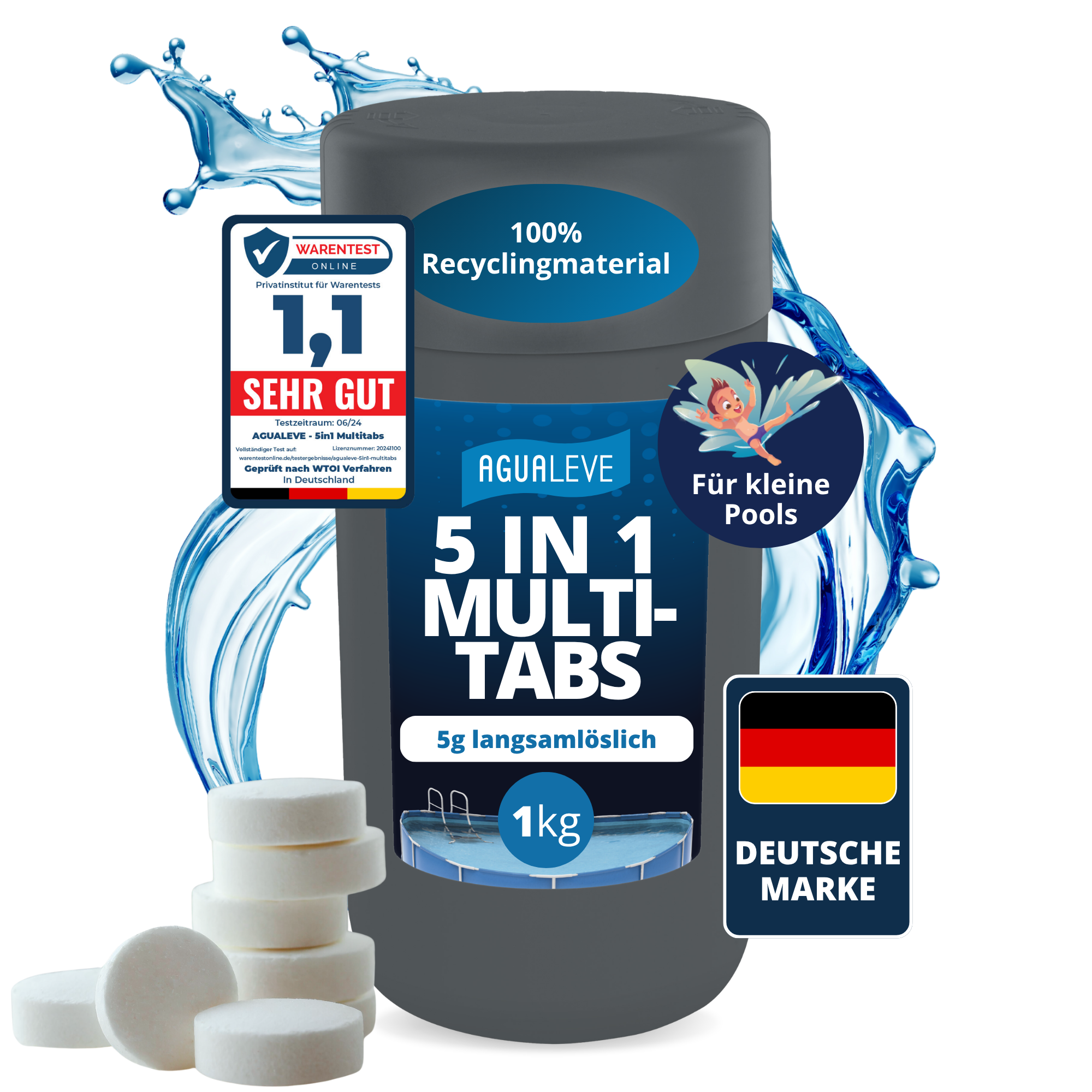 5 in 1 Chlor Multitabs langsamlöslich Pool