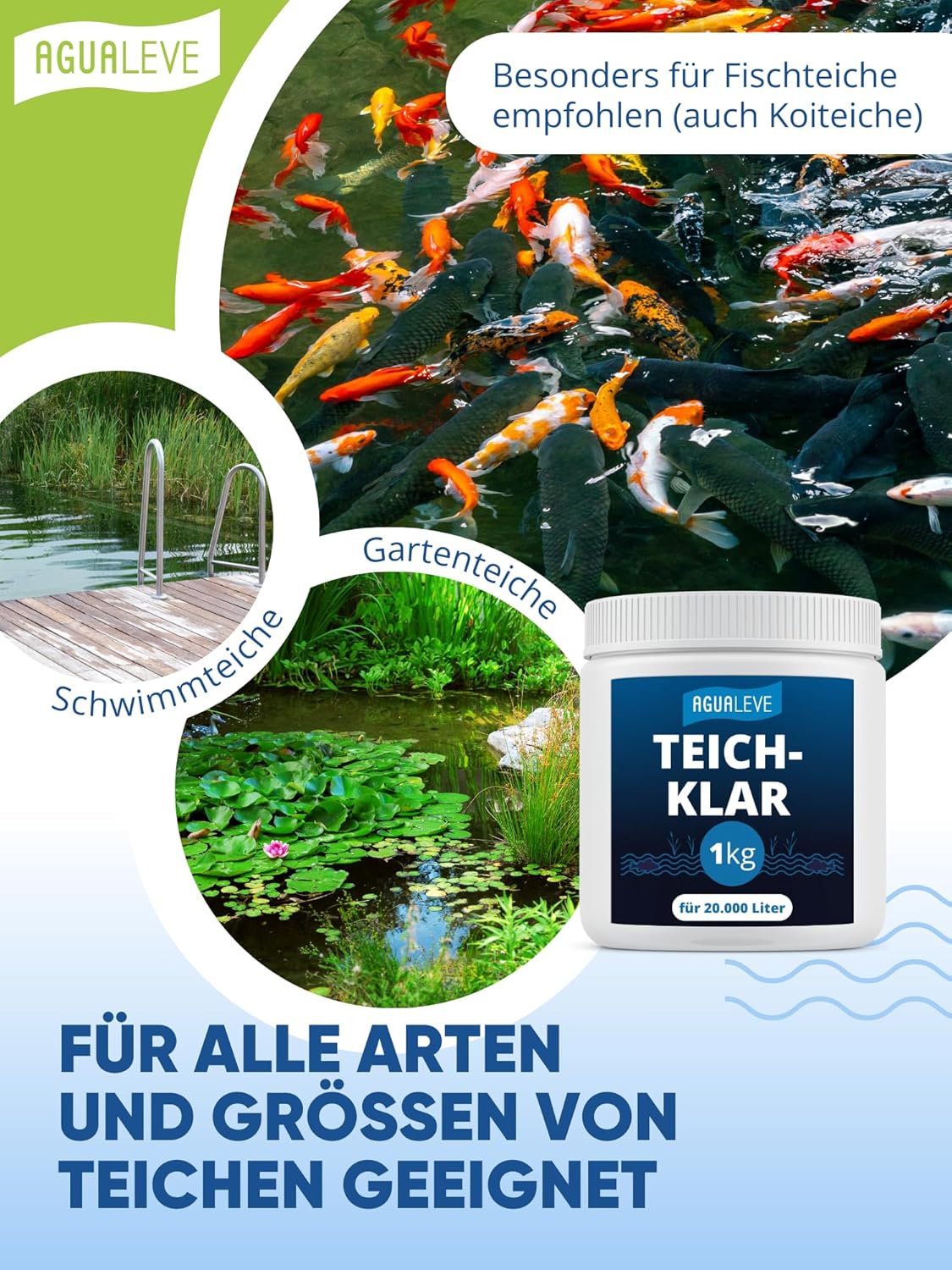 Teichklar bei braunem & trübem Teichwasser 1kg AGUALEVE®