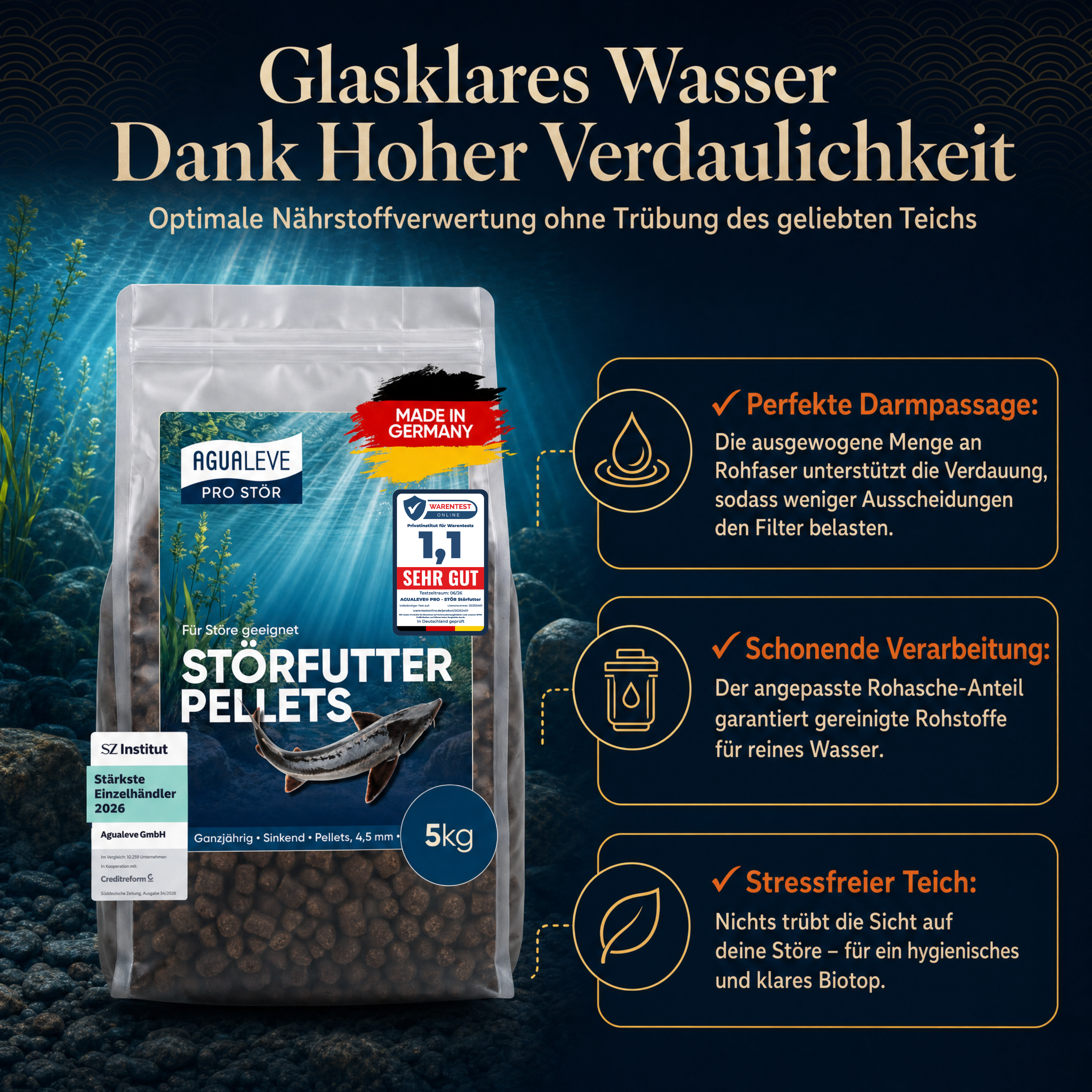 PRO STÖR Störfutter Pellets ganzjährig | sinkende Pellets 4,5 mm