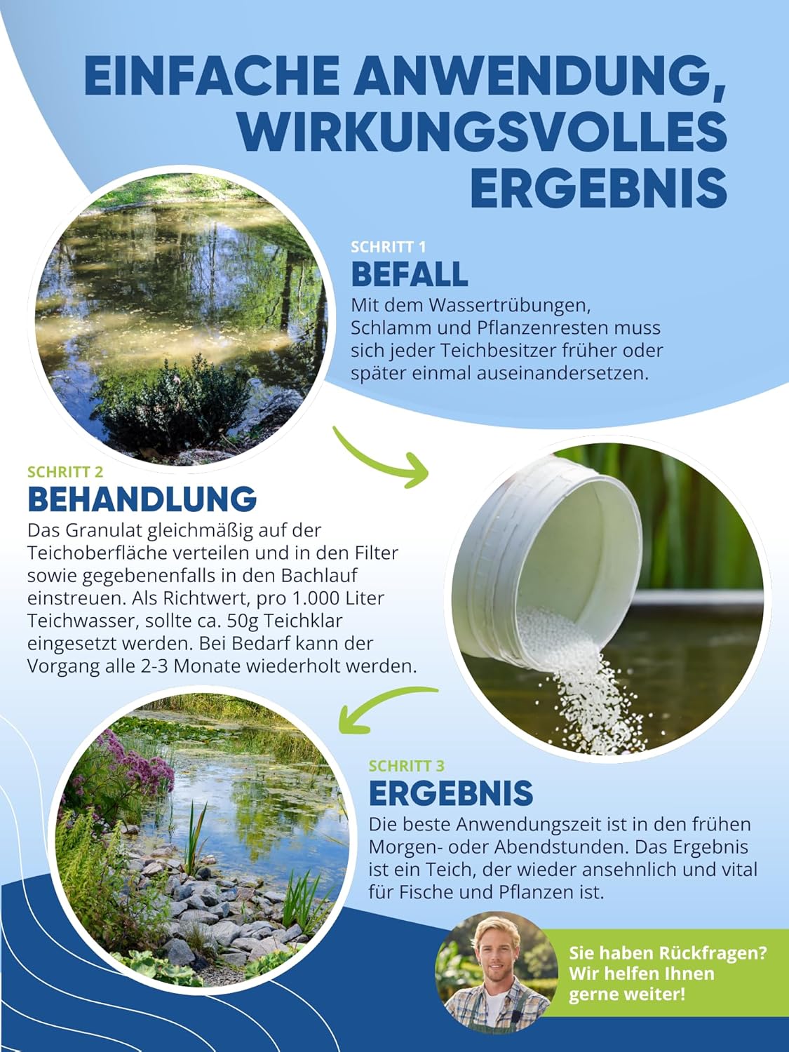 Teichklar bei braunem & trübem Teichwasser 1kg AGUALEVE®