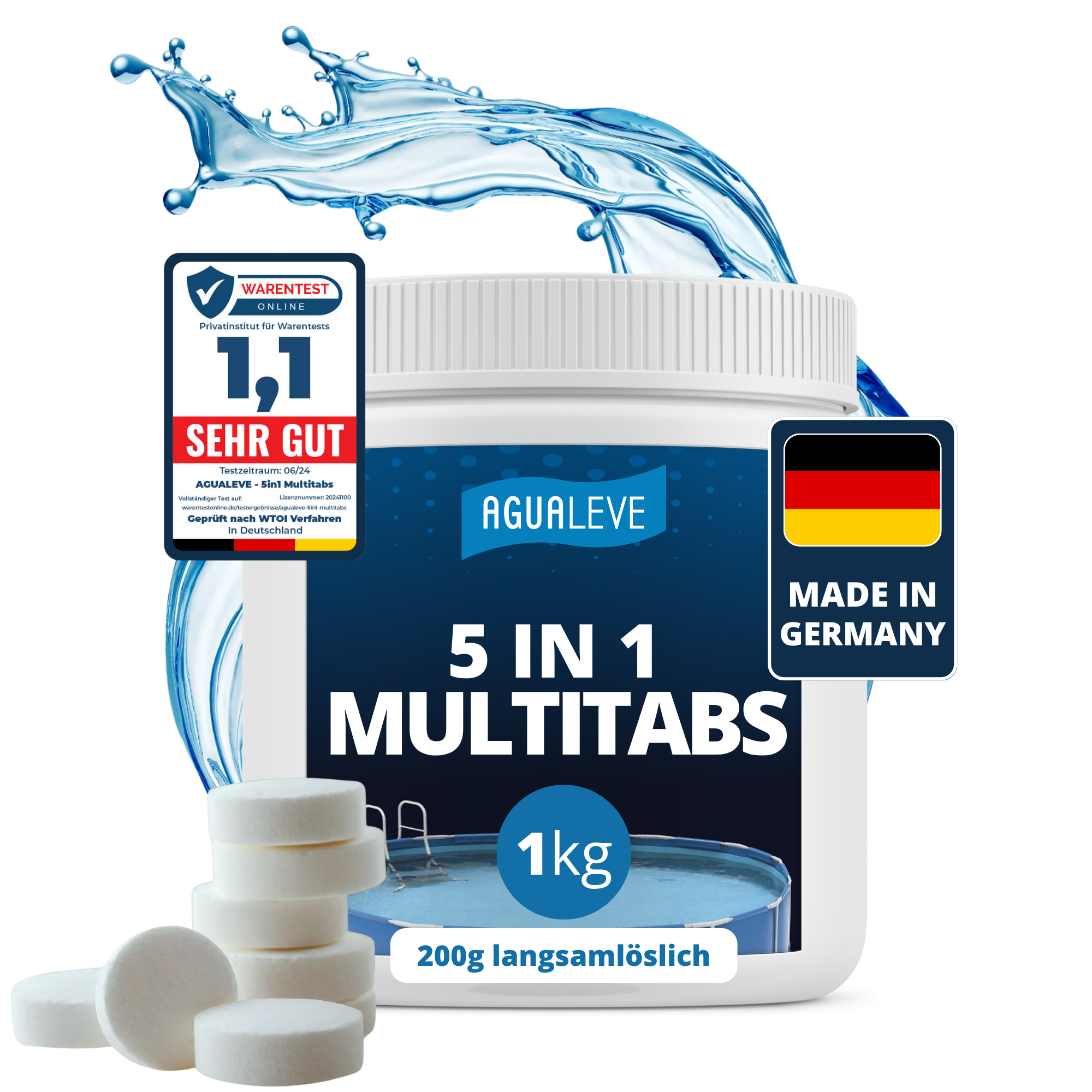 5 in 1 Chlor Multitabs langsamlöslich Pool