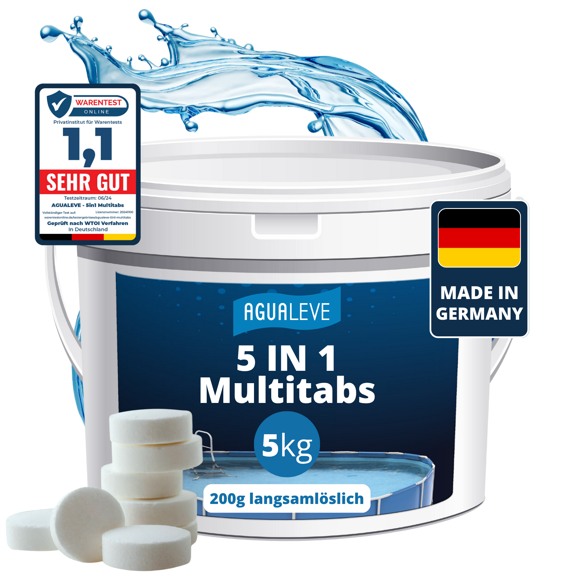 5 in 1 Chlor Multitabs langsamlöslich Pool