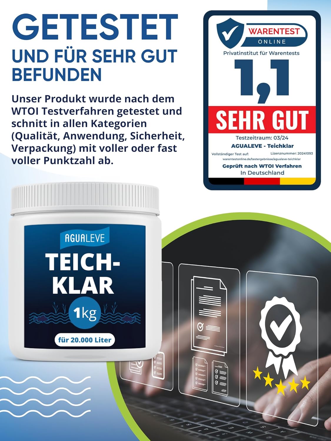 Teichklar bei braunem & trübem Teichwasser 1kg AGUALEVE®
