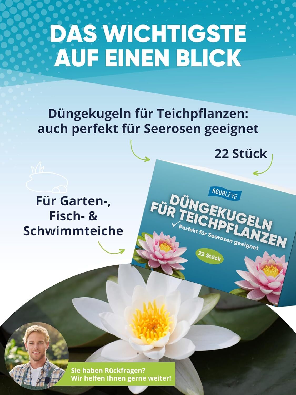 22 Düngekugeln für Teichpflanzen perfekt für Seerosen