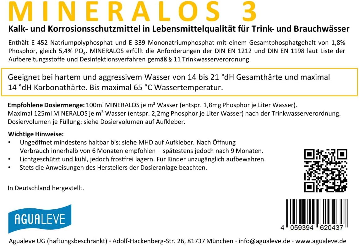 MINERALOS 3 Dosierlösung - Alternative zu BWT Mineralstoff F3 / H3 (10 l oder 20 l Kanister)