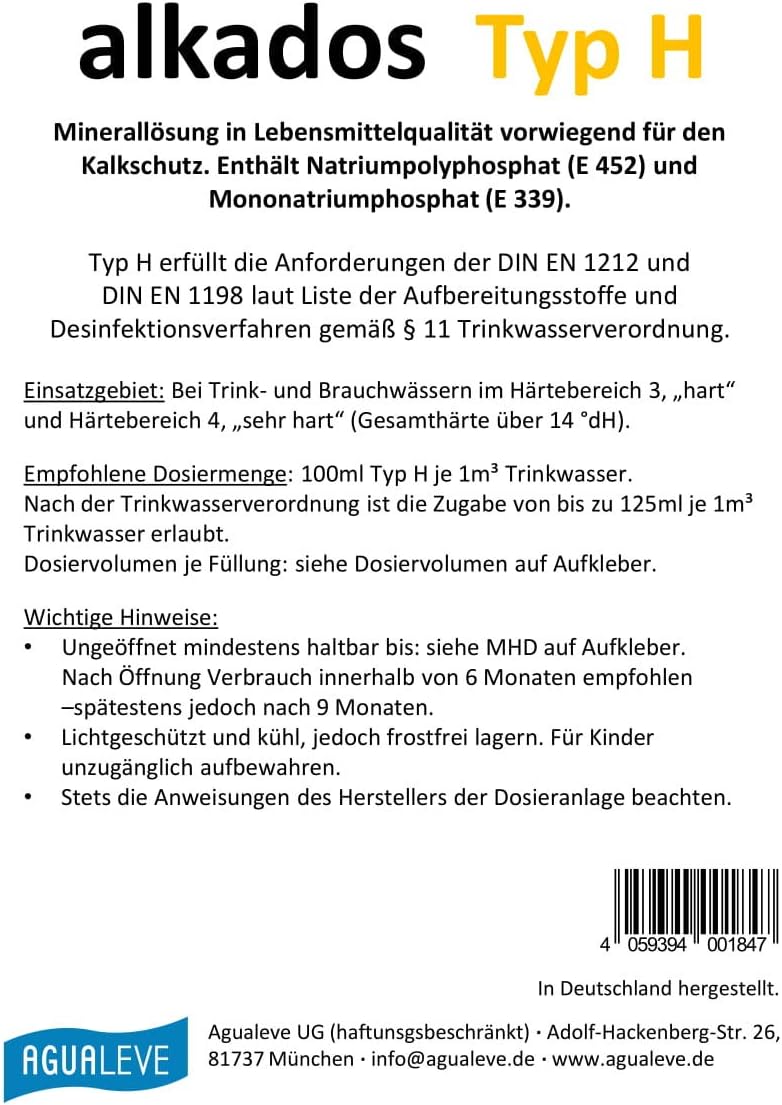 alkados Typ H Dosierlösung (im 10 Ltr. und 20 Ltr. Kanister erhältlich)