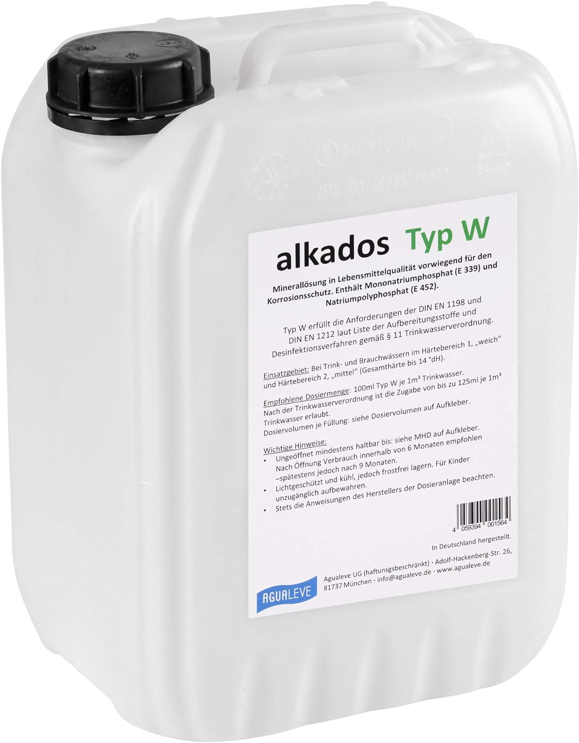 wie lange kann man trinkwasser im kanister aufbewahren alkados Typ W Dosierlösung (im 10 Ltr. und 20 Ltr. Kanister erhältlich)