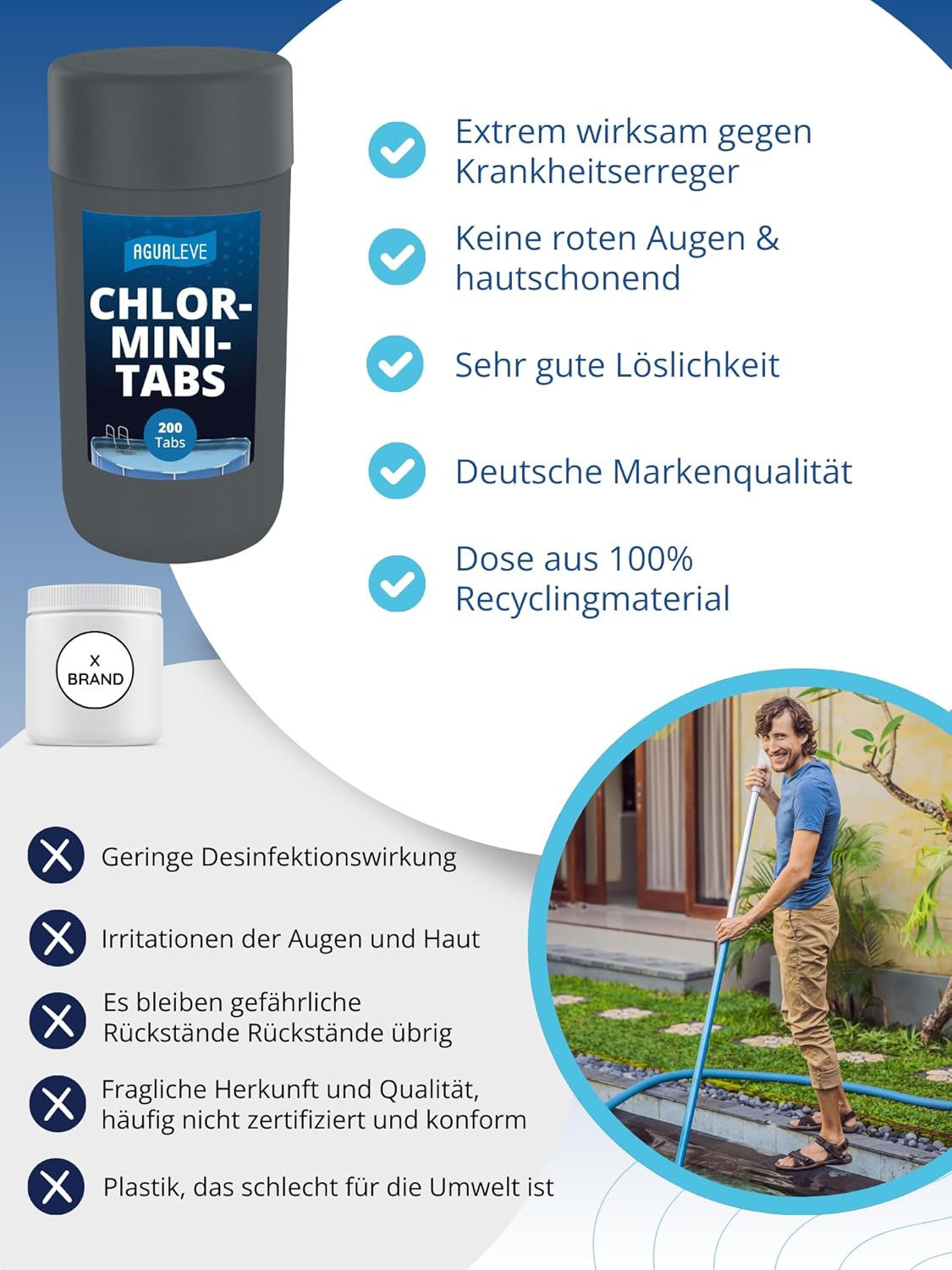 AGUALEVE® Chlor-Minitabs 200 Stück schnelllöslich