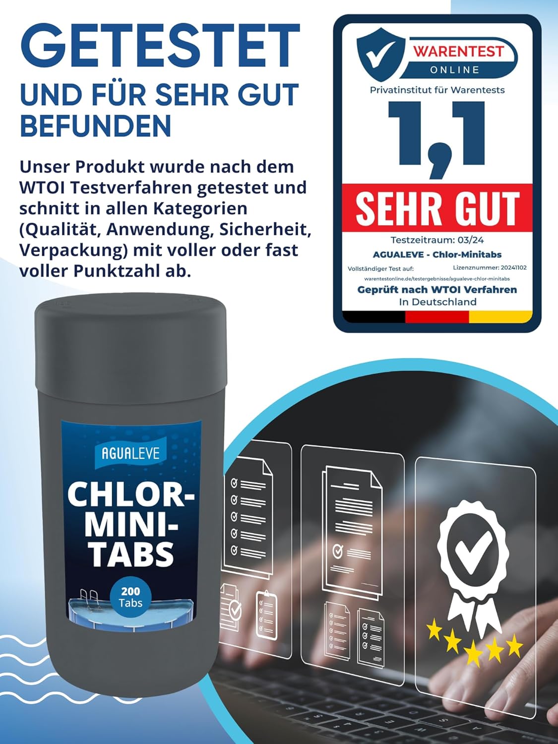 AGUALEVE® Chlor-Minitabs 200 Stück schnelllöslich