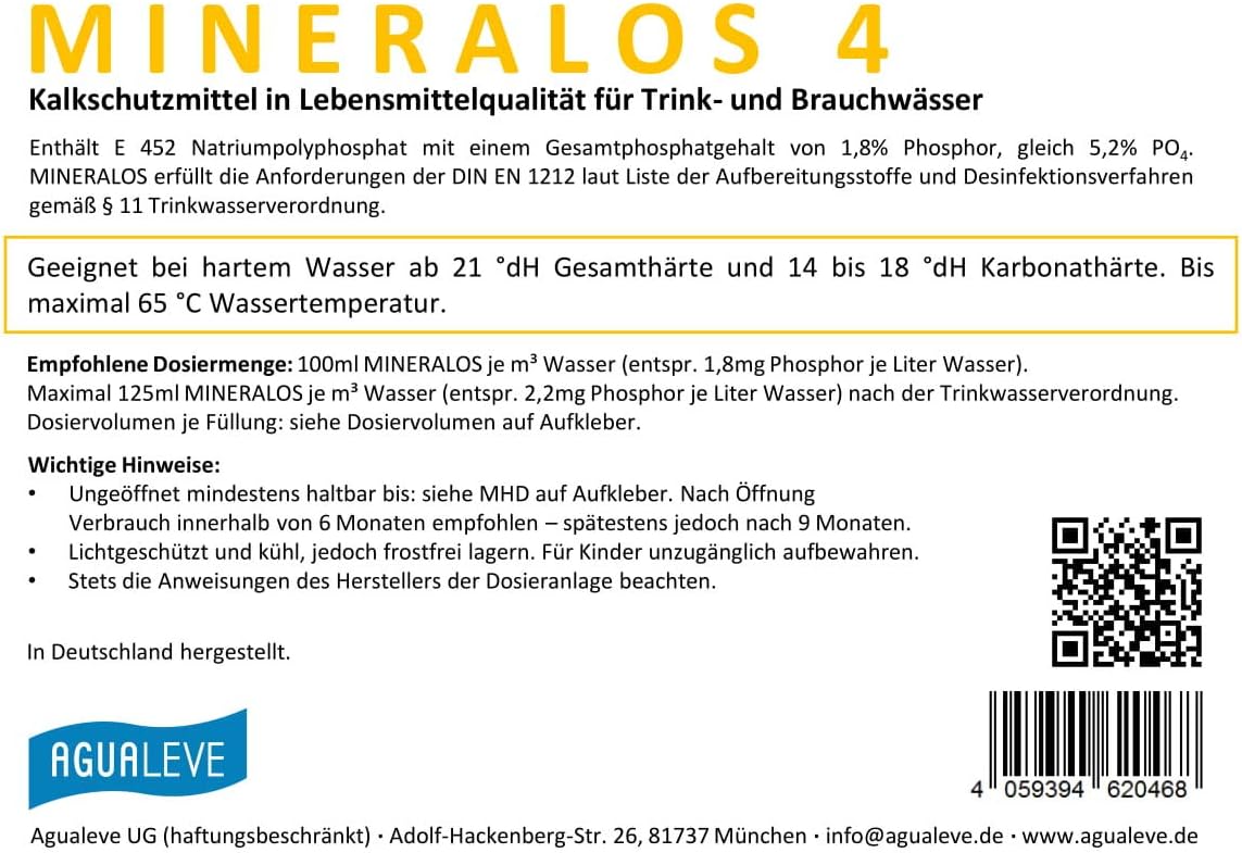 MINERALOS 4 Dosierlösung - Alternative zu BWT Mineralstoff F4 / H4 (10 l oder 20 l Kanister)