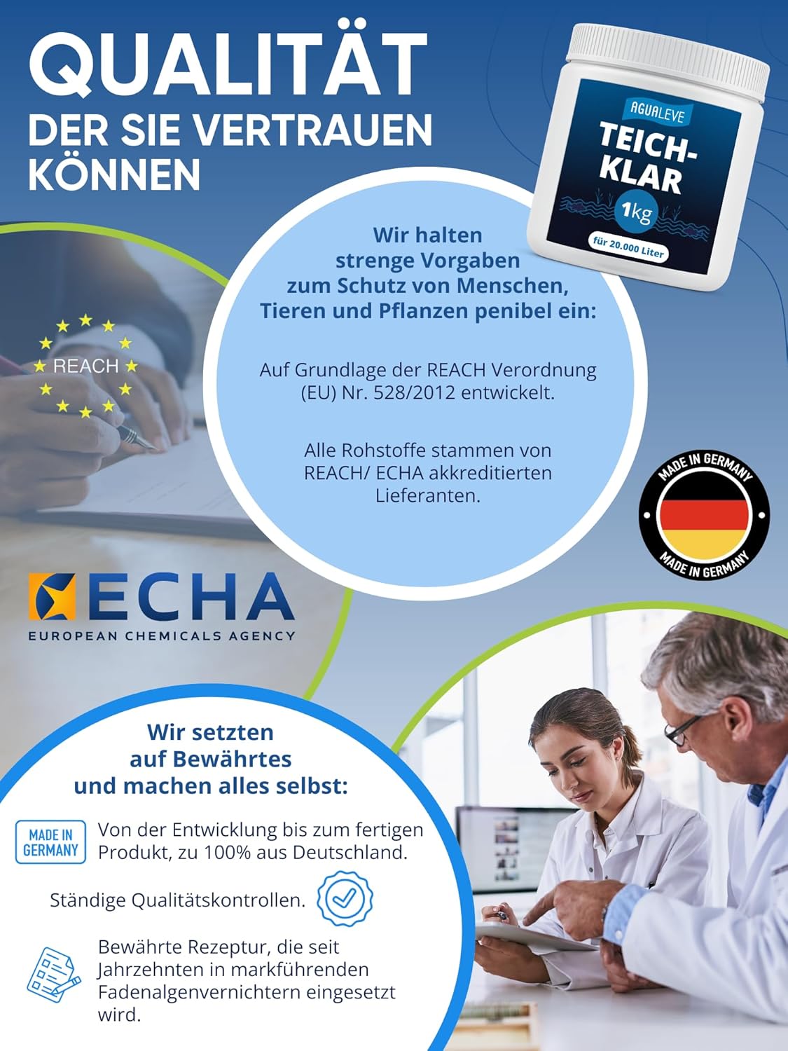 Teichklar bei braunem & trübem Teichwasser 1kg AGUALEVE®