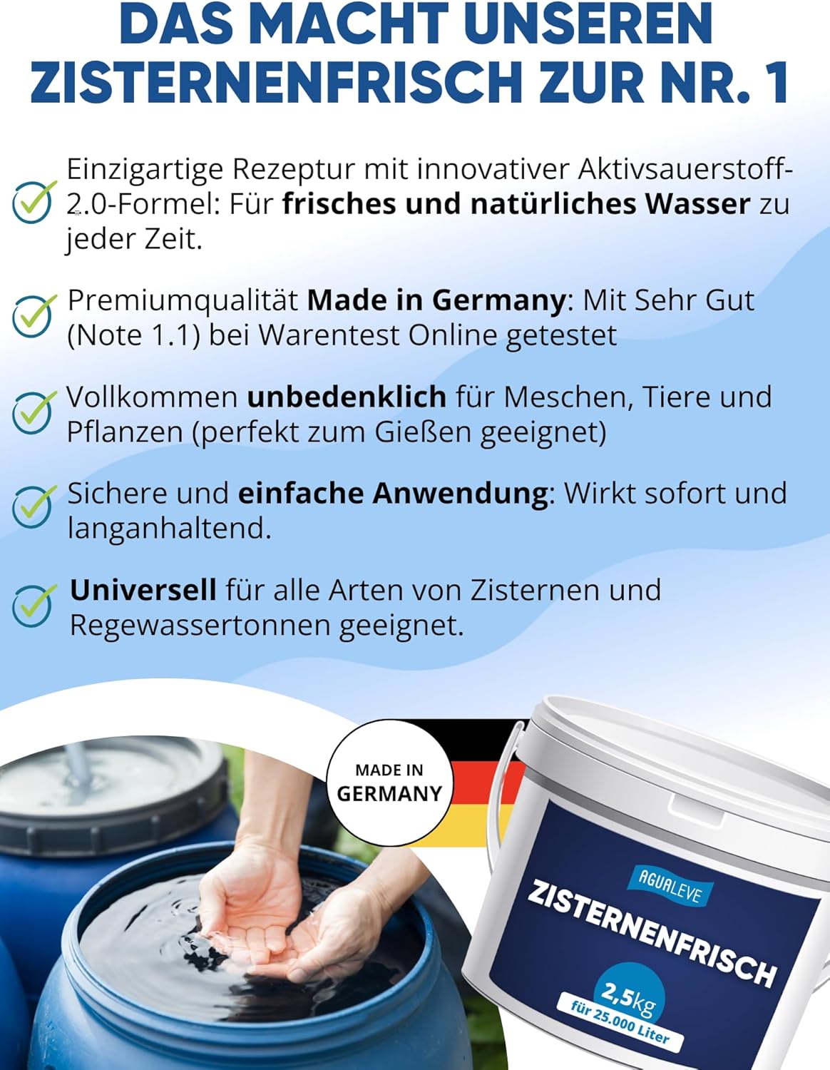 AGUALEVE® Zisternenfrisch  (als 0,5 Kg, 1 Kg, 2,5 Kg und 5 Kg erhältlich)