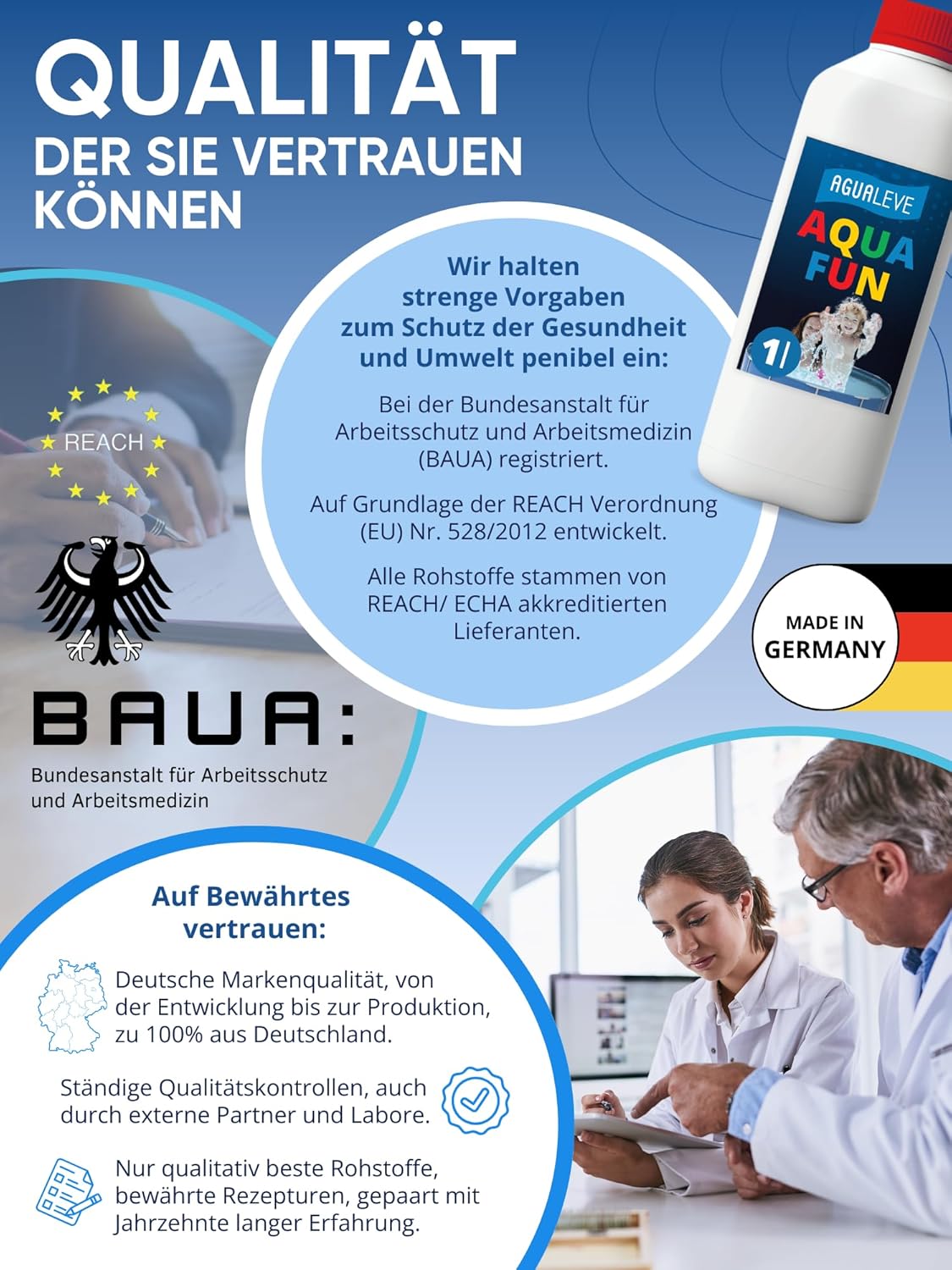 Aqua Fun Planschbeckendesinfektion ohne Chlor 1 Ltr. AGUALEVE