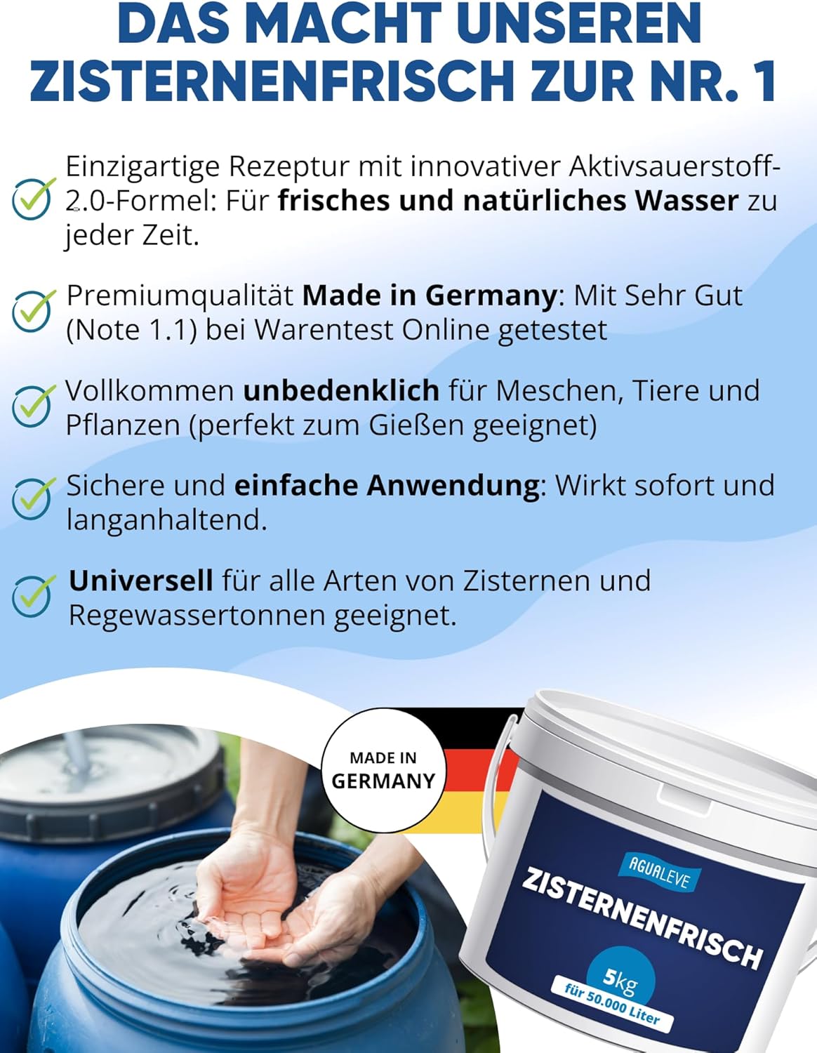 AGUALEVE® Zisternenfrisch  (als 0,5 Kg, 1 Kg, 2,5 Kg und 5 Kg erhältlich)
