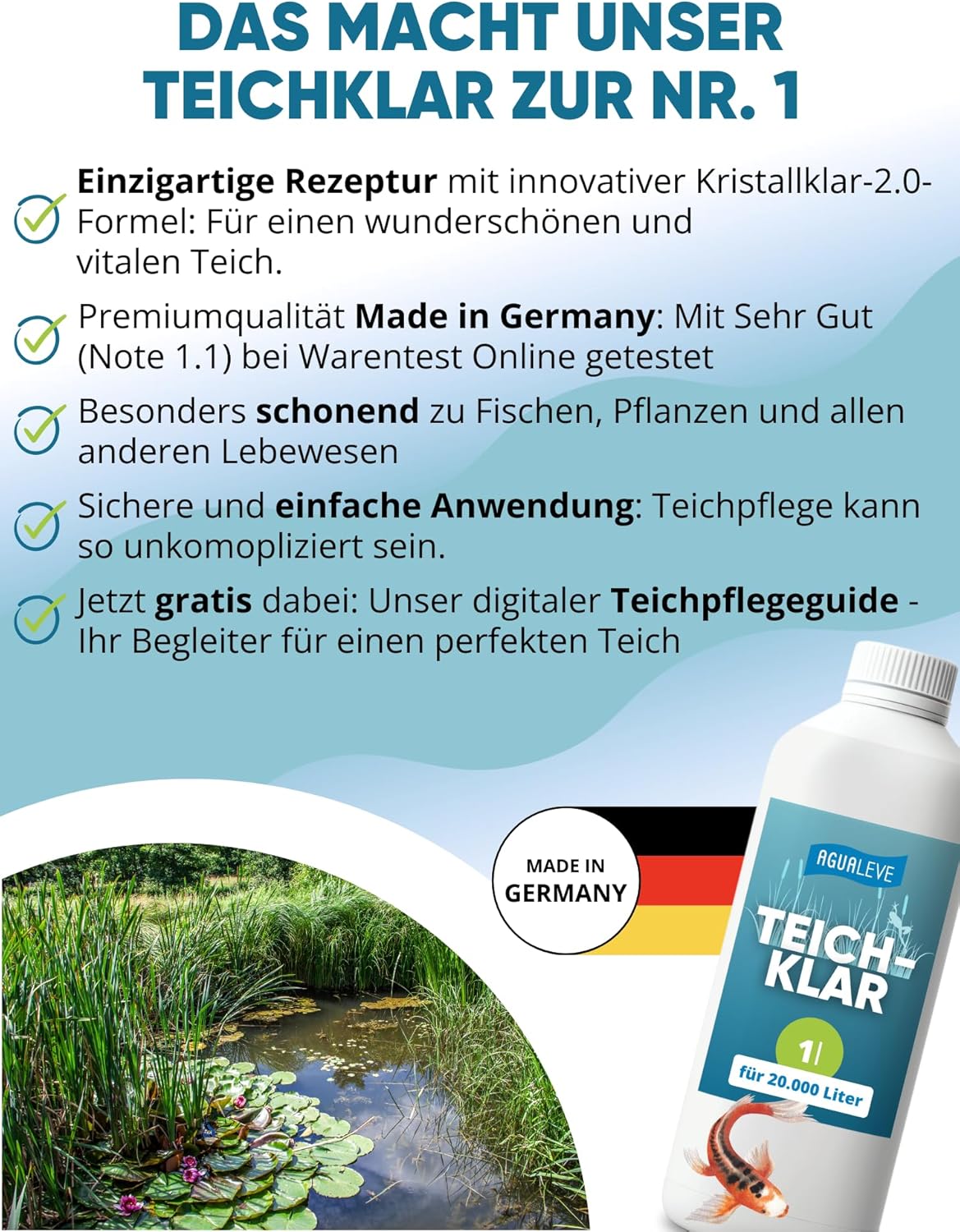 Teichklar (1 l oder 5 l ) Teichwasser klar bekommen mit AGUALEVE®