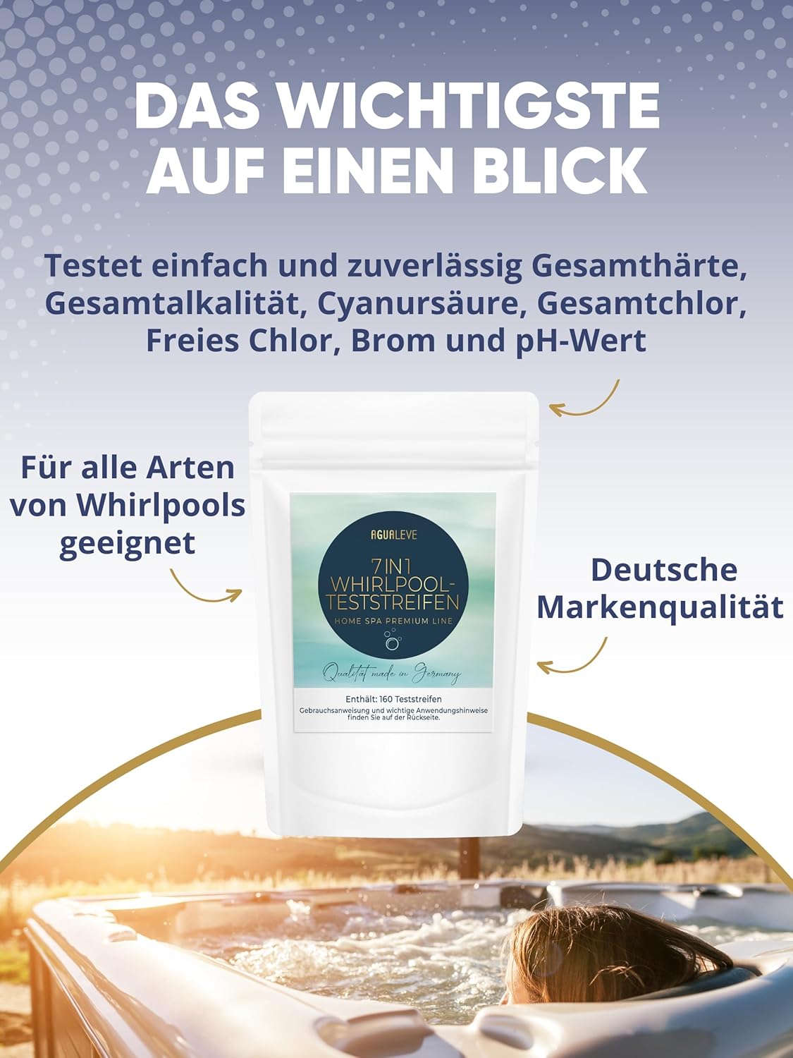 AGUALEVE® 7 in 1 Whirlpool Teststreifen 160 Stück