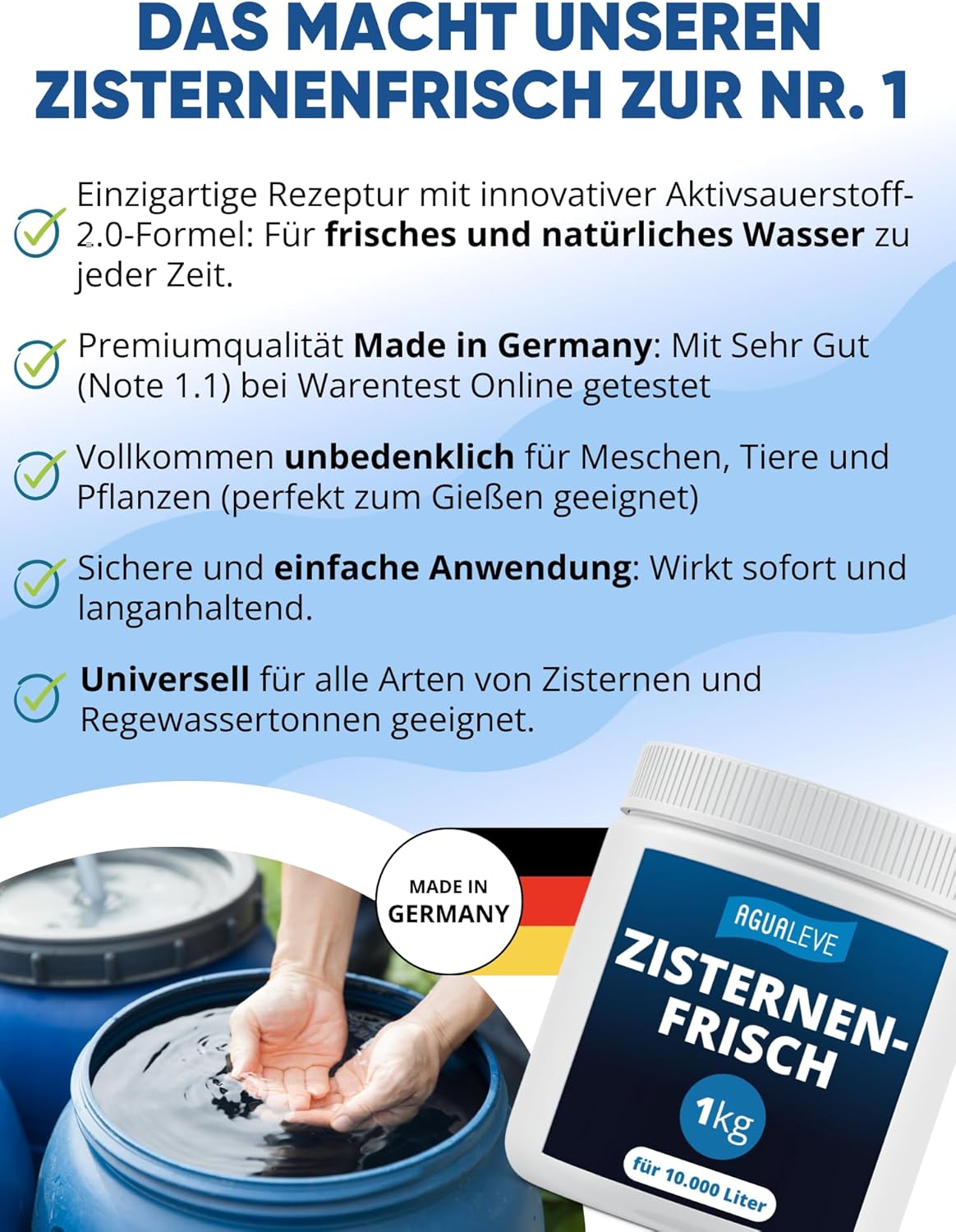 AGUALEVE® Zisternenfrisch  (als 0,5 Kg, 1 Kg, 2,5 Kg und 5 Kg erhältlich)