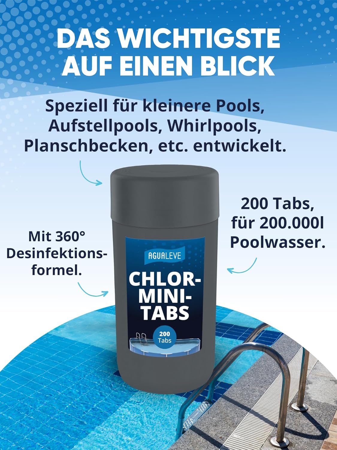 Chlor-Minitabs 200 Stück schnelllöslich AGUALEVE
