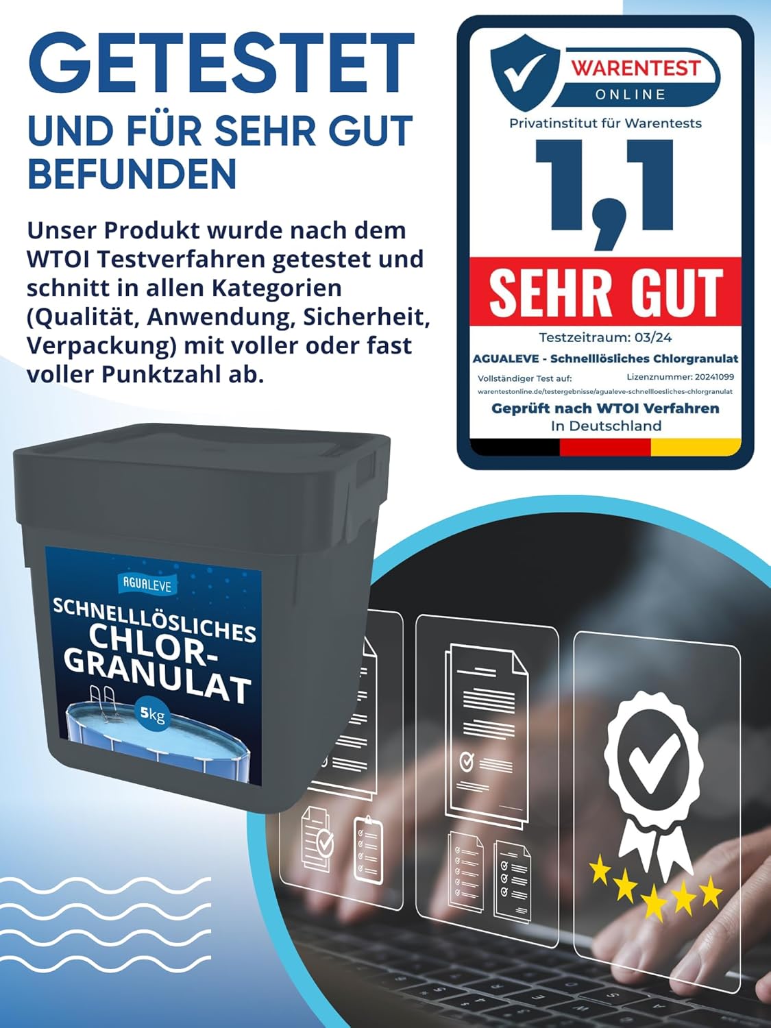 AGUALEVE® Chlorgranulat schnelllöslich (als 1 Kg und 5 Kg erhältlich)