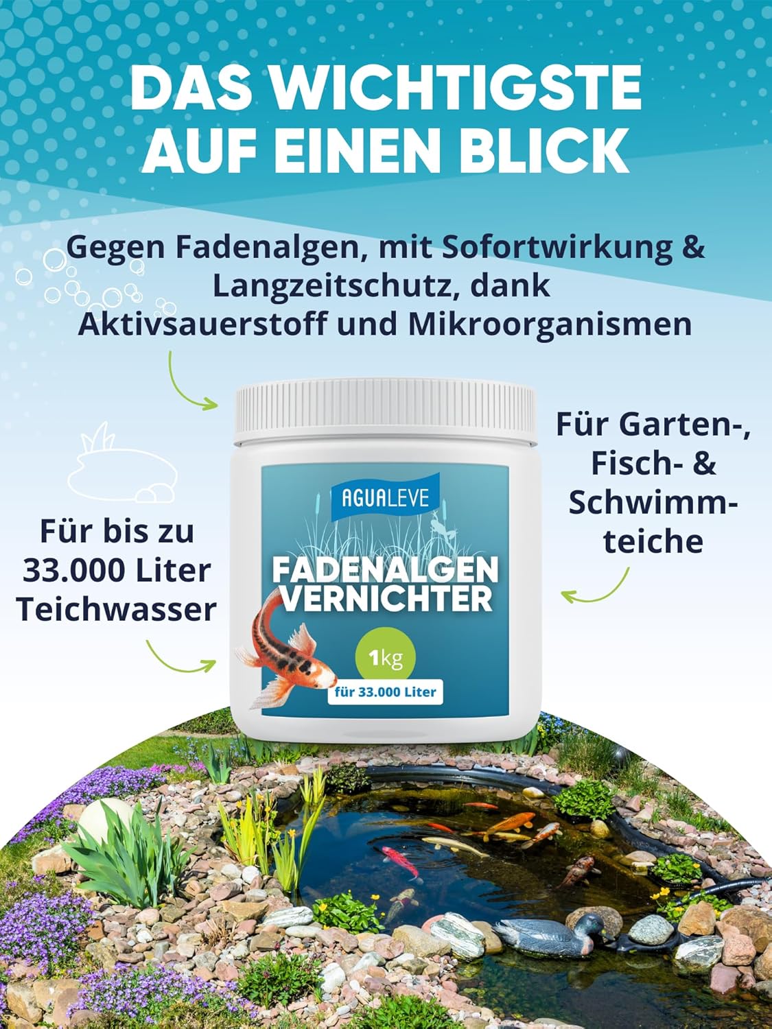 AGUALEVE® Fadenalgenvernichter (als 1 kg und 5 kg erhältlich)