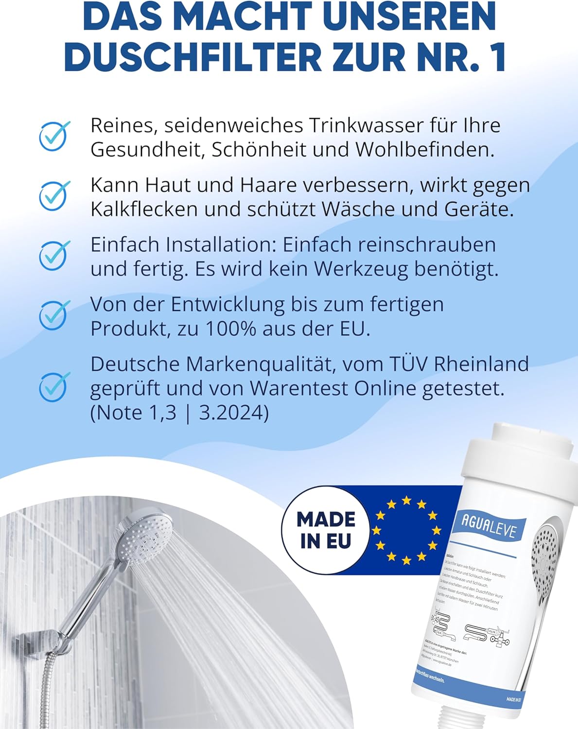 Wasserfilter Dusche (in chrom, weiß und schwarz erhältlich)