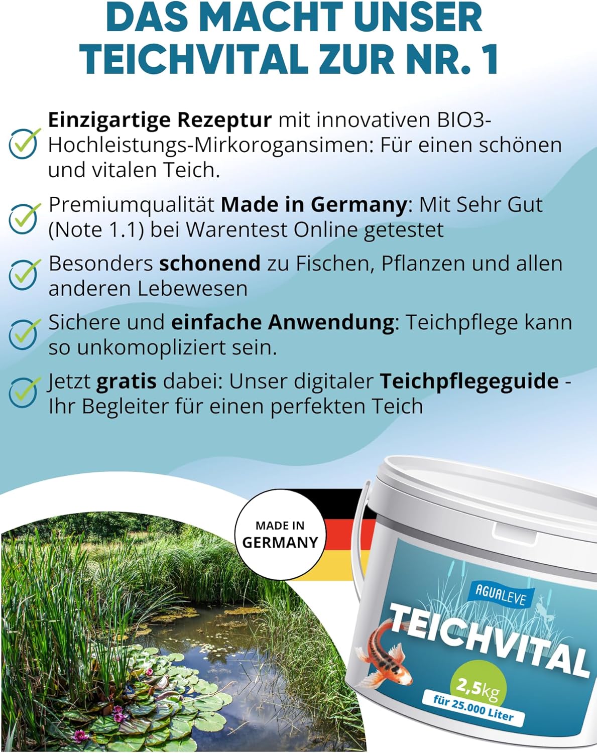 Teichvital (1 kg oder 2,5 kg) ideale Wasserwerte AGUALEVE®