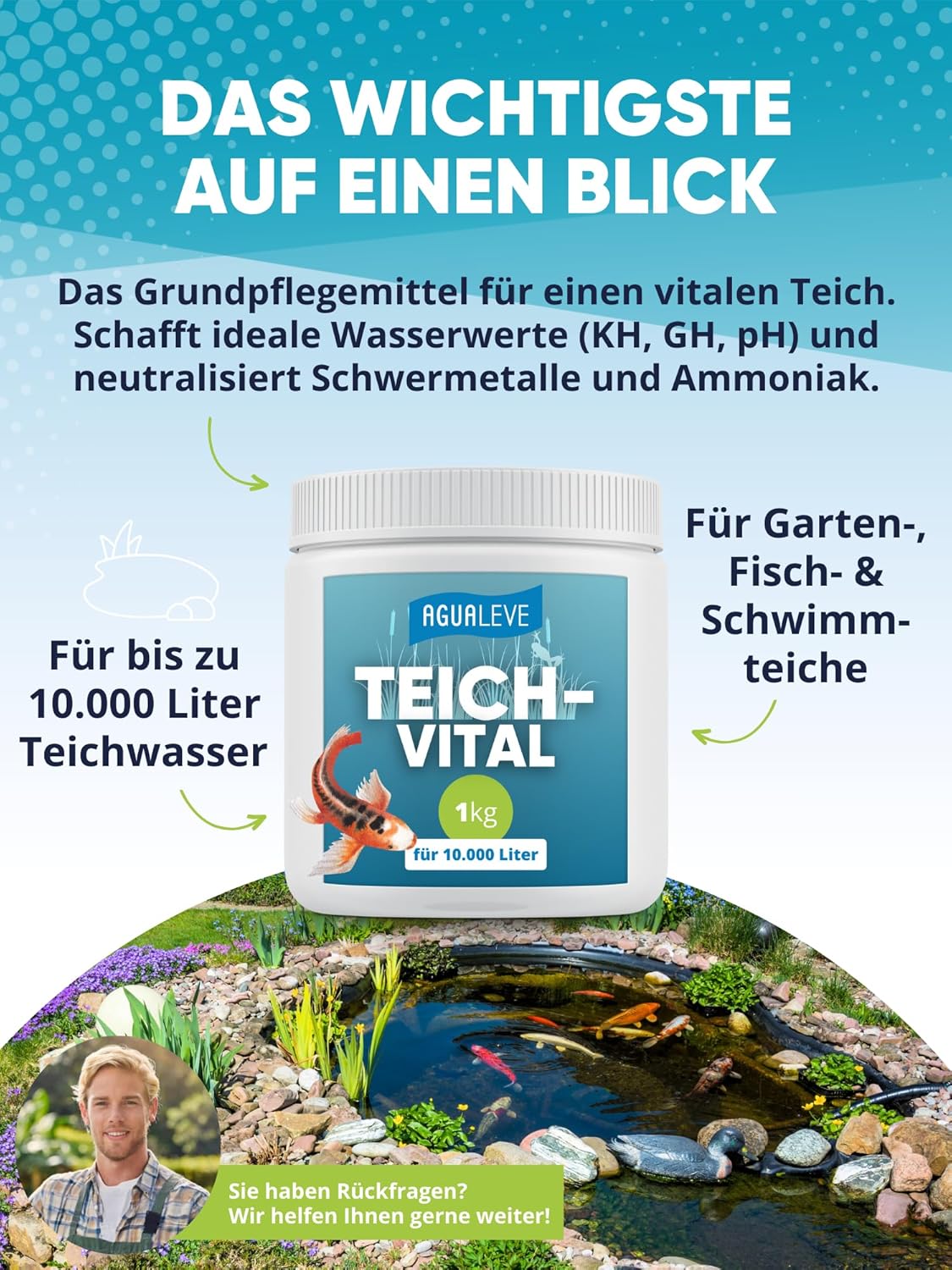 Teichvital (1 kg oder 2,5 kg) ideale Wasserwerte AGUALEVE®