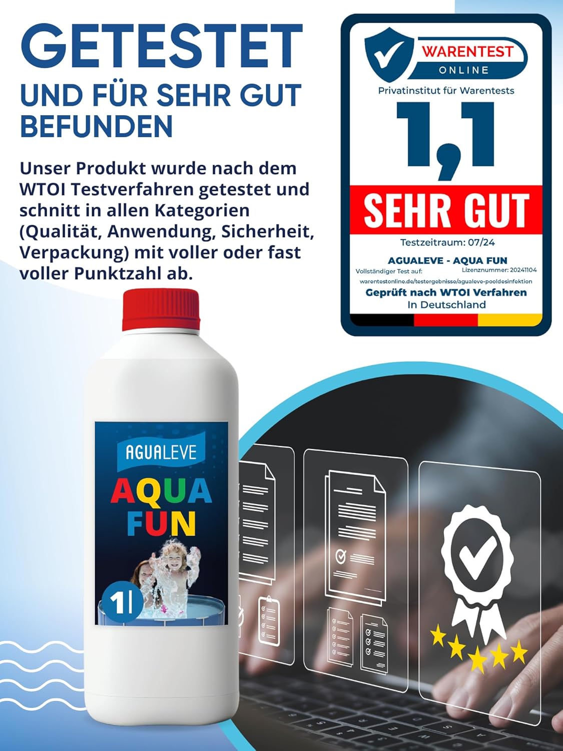 Aqua Fun Planschbeckendesinfektion ohne Chlor 1 Ltr. AGUALEVE