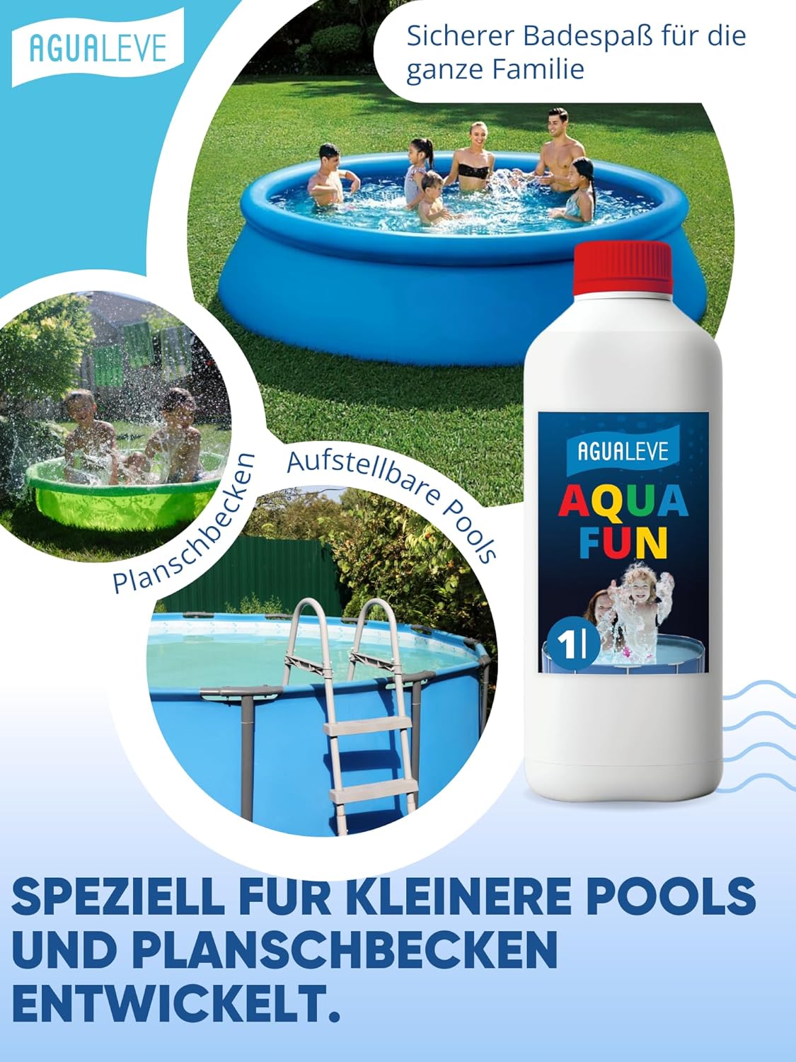 Aqua Fun Planschbeckendesinfektion ohne Chlor 1 Ltr. AGUALEVE