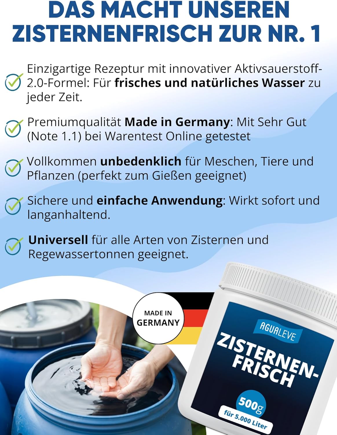 AGUALEVE® Zisternenfrisch  (als 0,5 Kg, 1 Kg, 2,5 Kg und 5 Kg erhältlich)