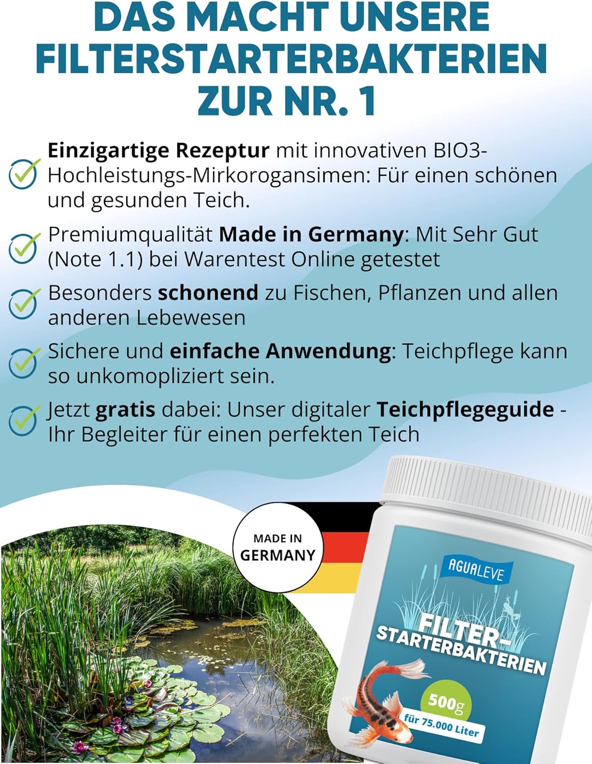 Filterstarterbakterien Teich (250 g oder 500 g) AGUALEVE®