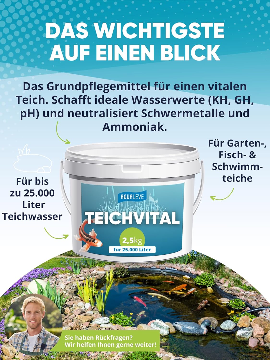 Teichvital (1 kg oder 2,5 kg) ideale Wasserwerte AGUALEVE®