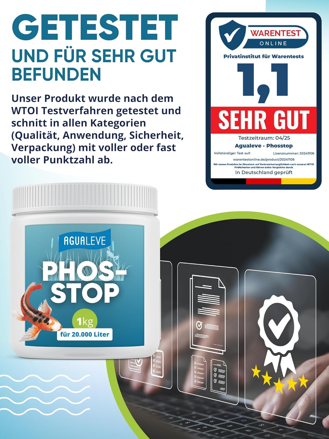 Phosstop 1kg Phosphatbinder für Teiche AGUALEVE®