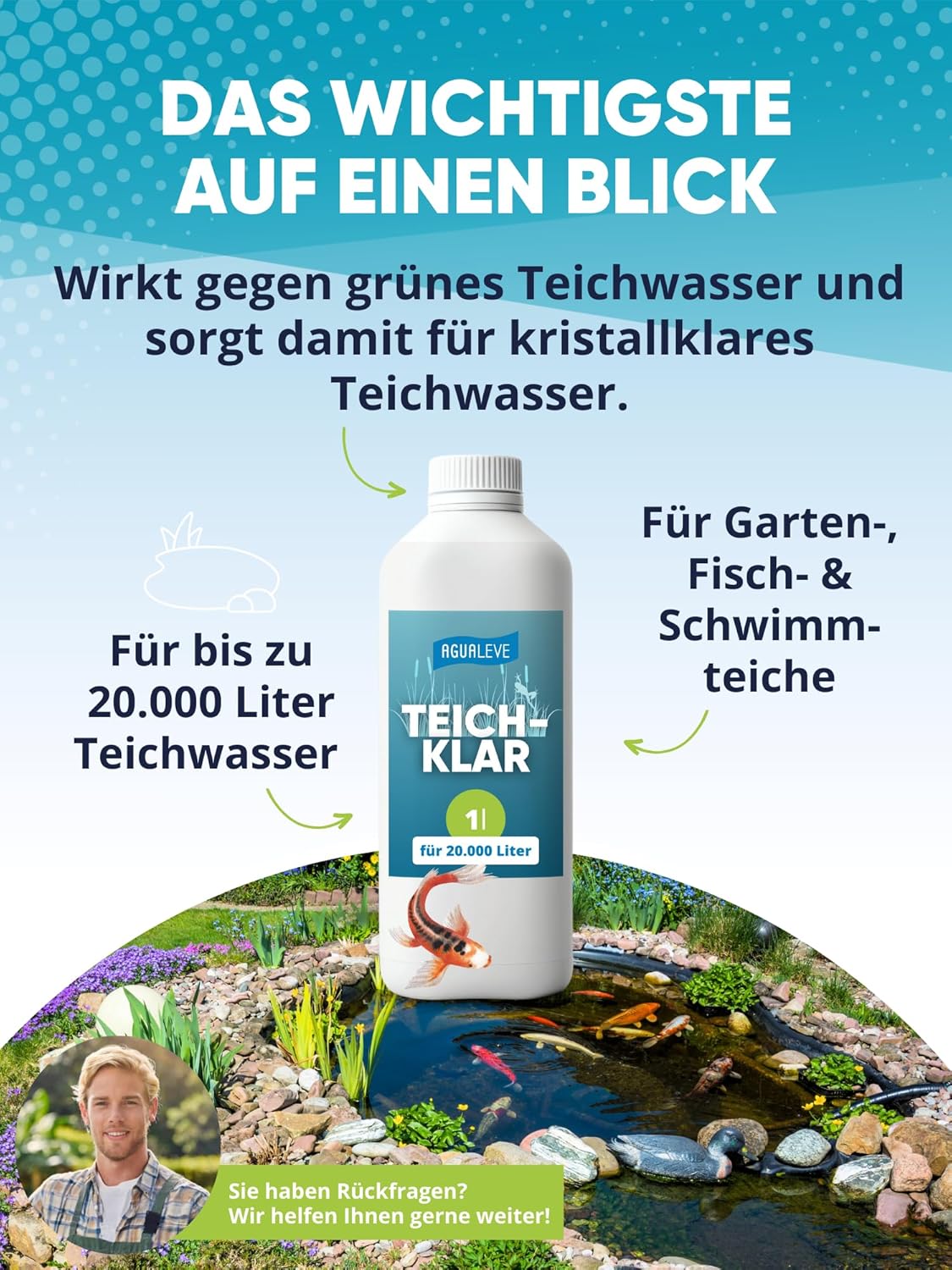 Teichklar (1 l oder 5 l ) Teichwasser klar bekommen mit AGUALEVE®