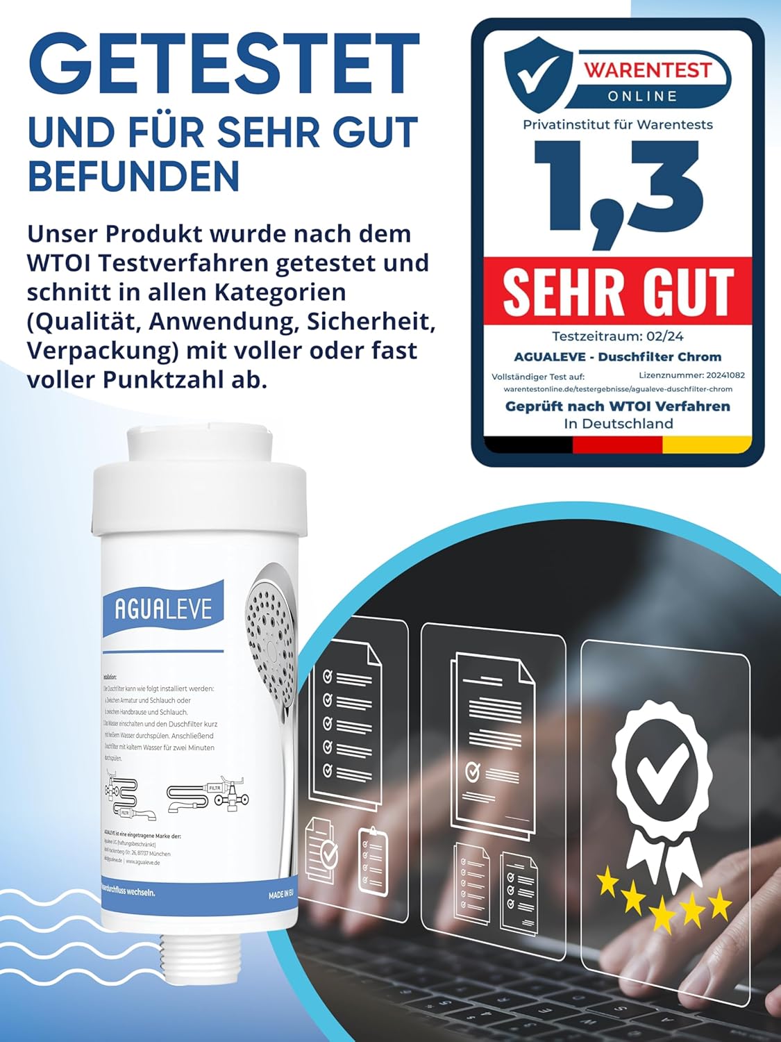 Wasserfilter Dusche (in chrom, weiß und schwarz erhältlich)