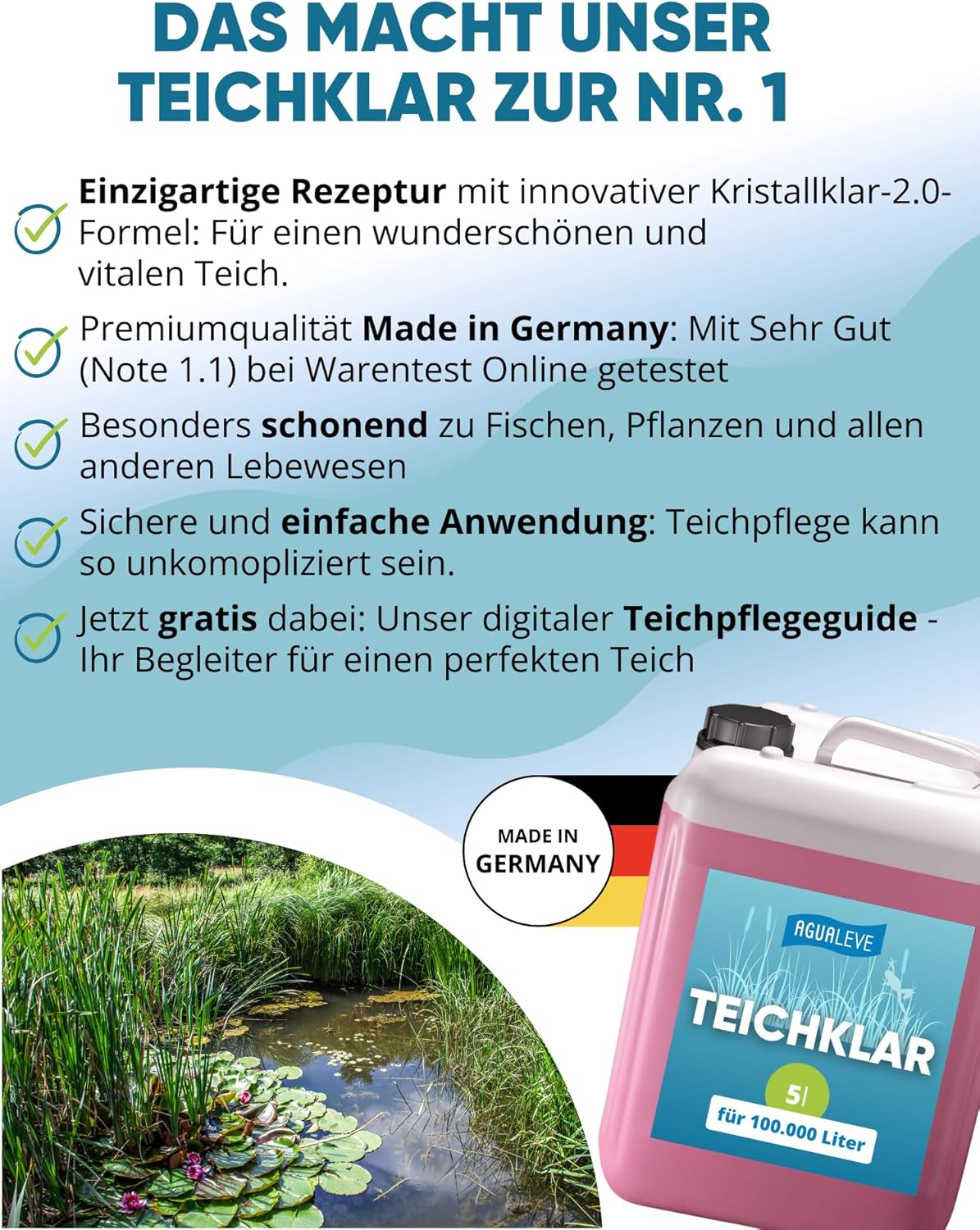 Teichklar bei grünem Teichwasser AGUALEVE®