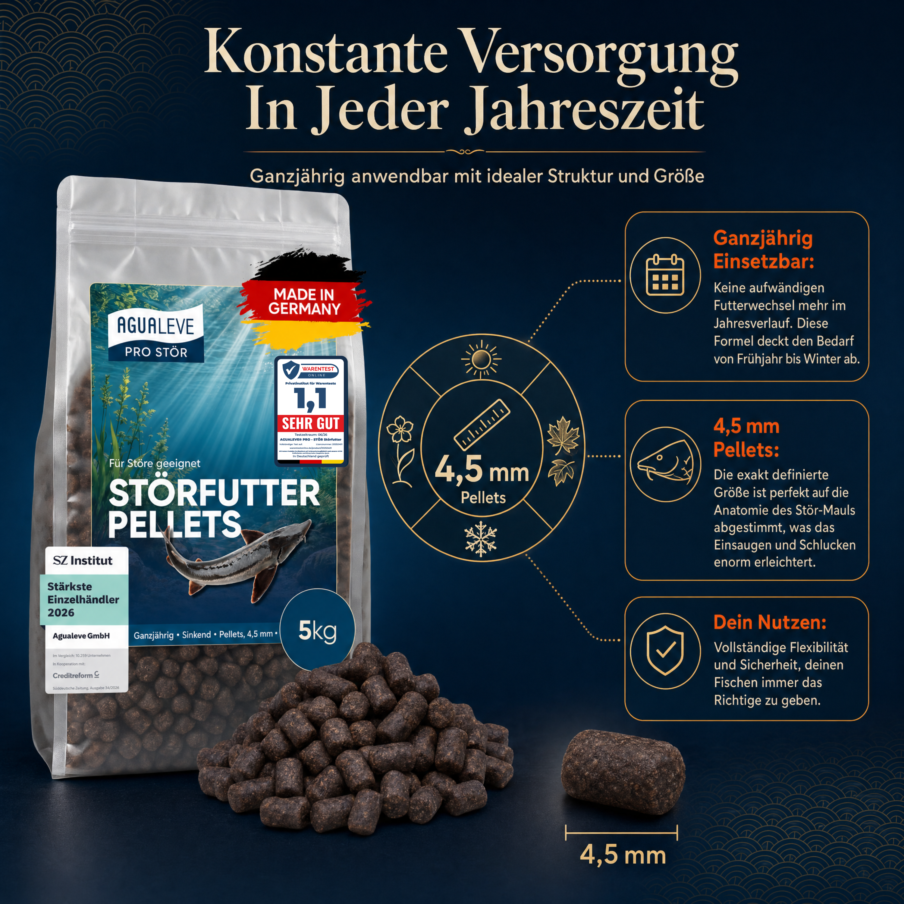 PRO STÖR Störfutter Pellets ganzjährig | sinkende Pellets 4,5 mm