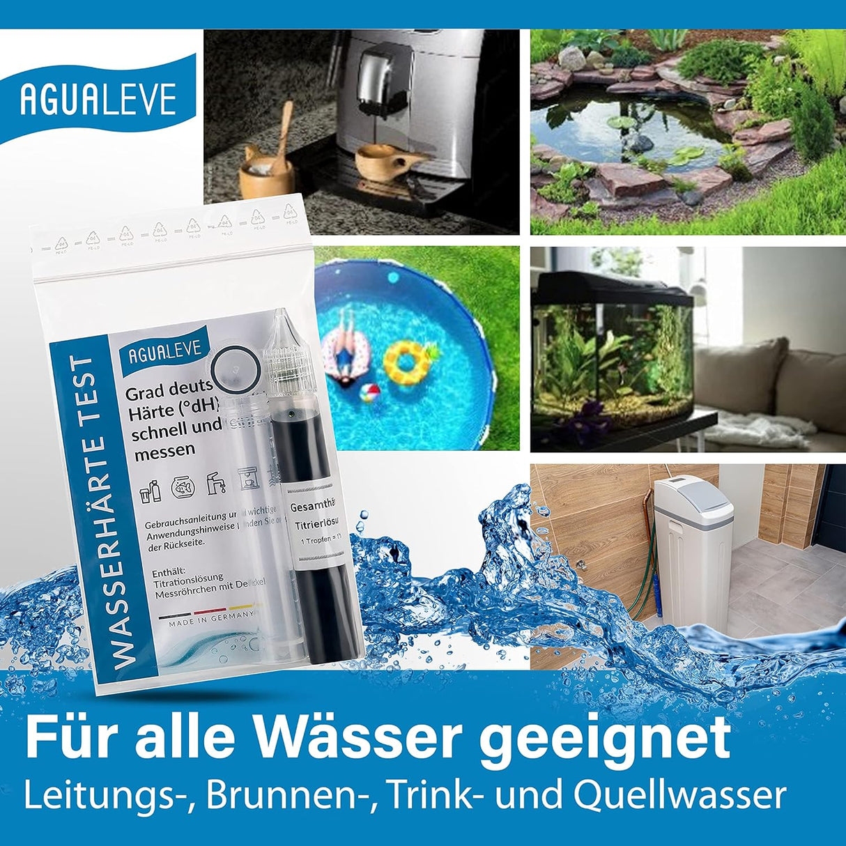 AGUALEVE Wasserhärte Test (als 1x 15ml & 2x 15ml erhältlich)