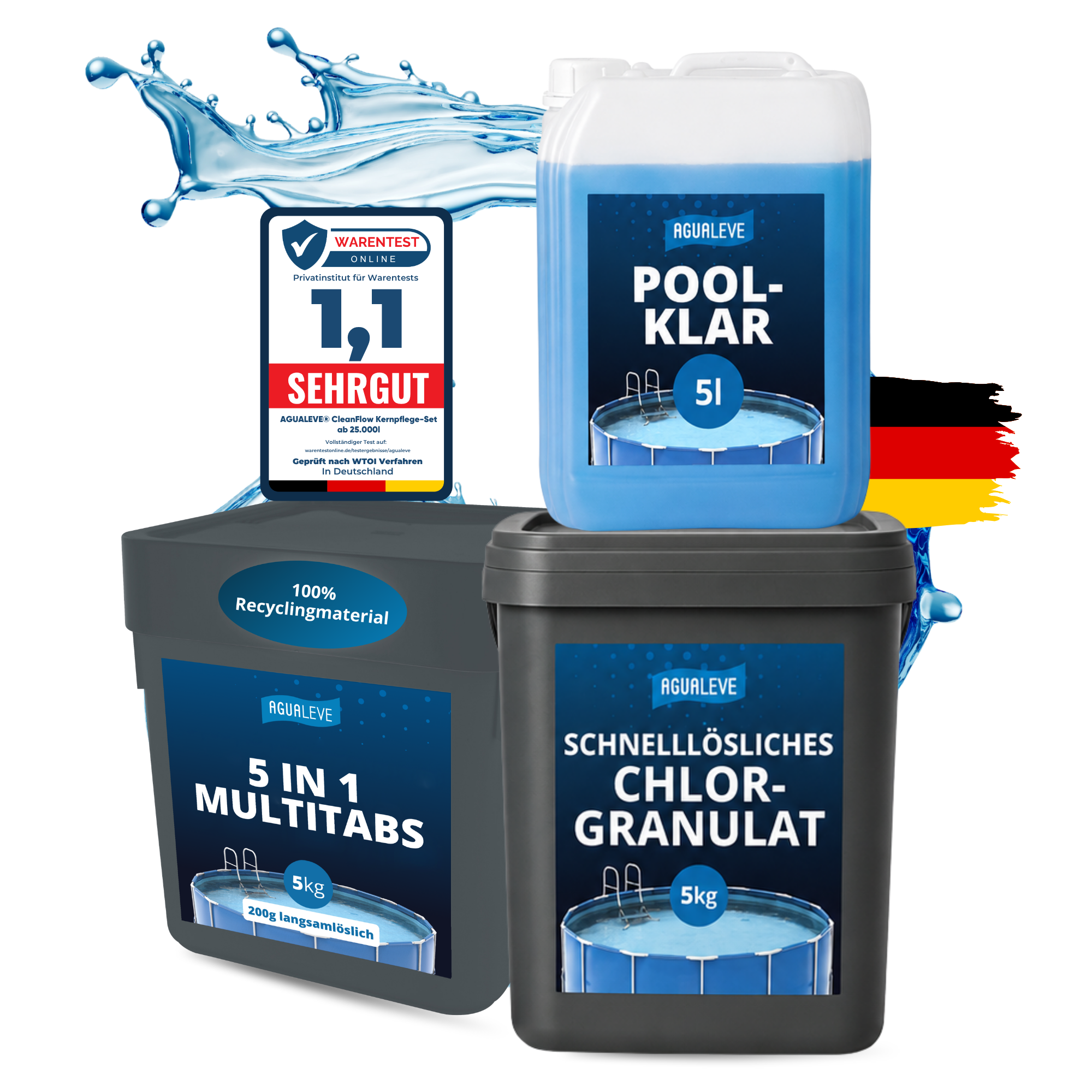 CleanFlow Kernpflege-Set ohne pH Regulierung Pool