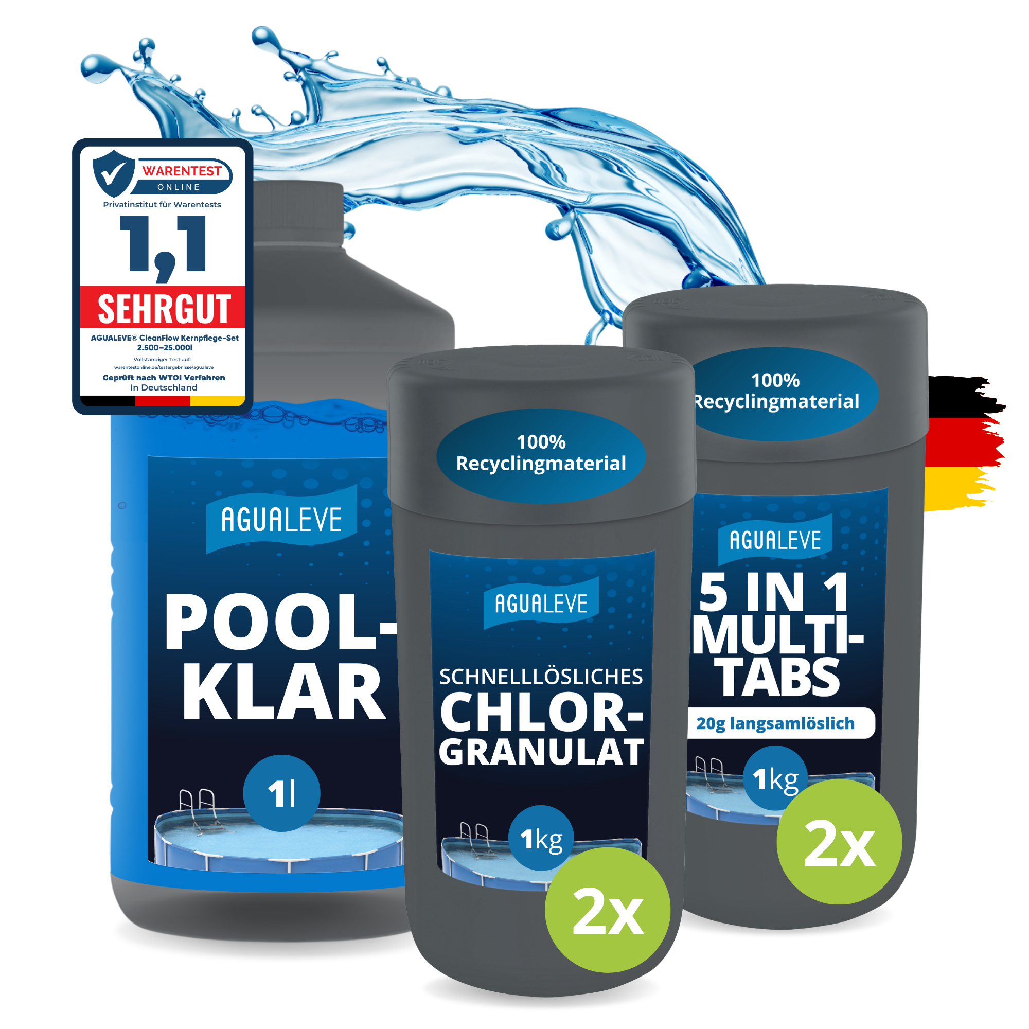 CleanFlow Kernpflege-Set ohne pH Regulierung Pool