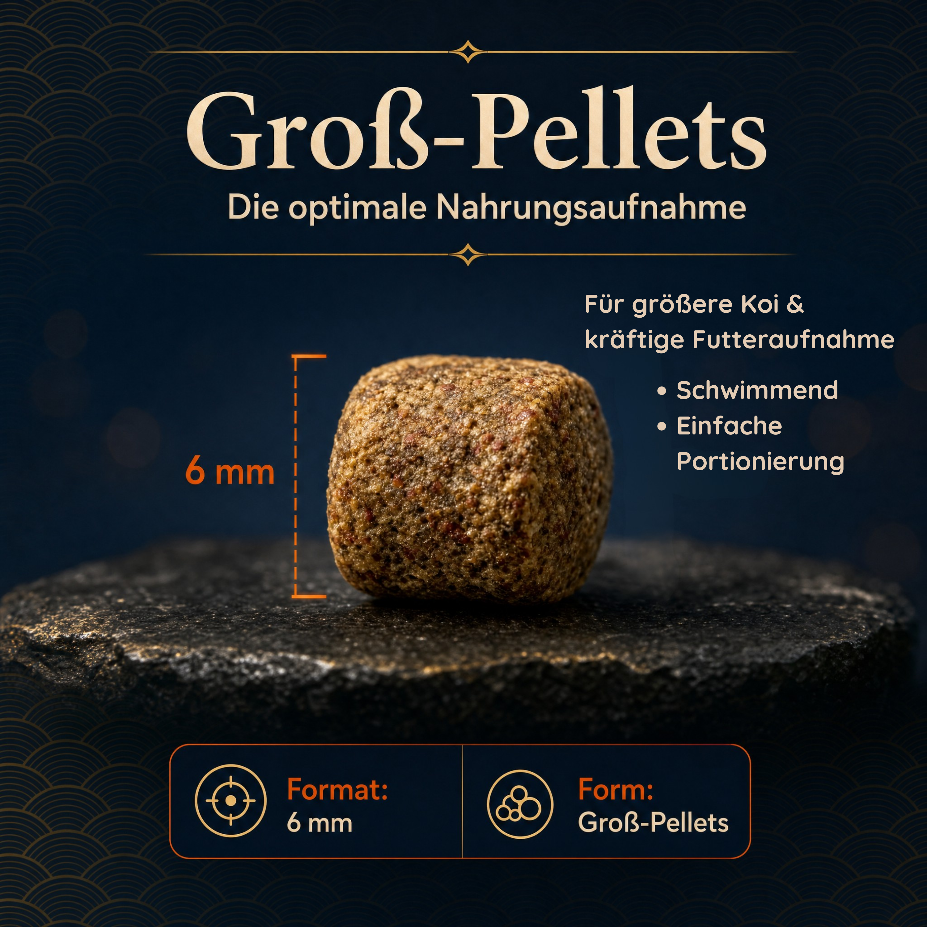 PRO KOI Hauptfutter Groß-Pellets täglich | schwimmende Pellets 6 mm