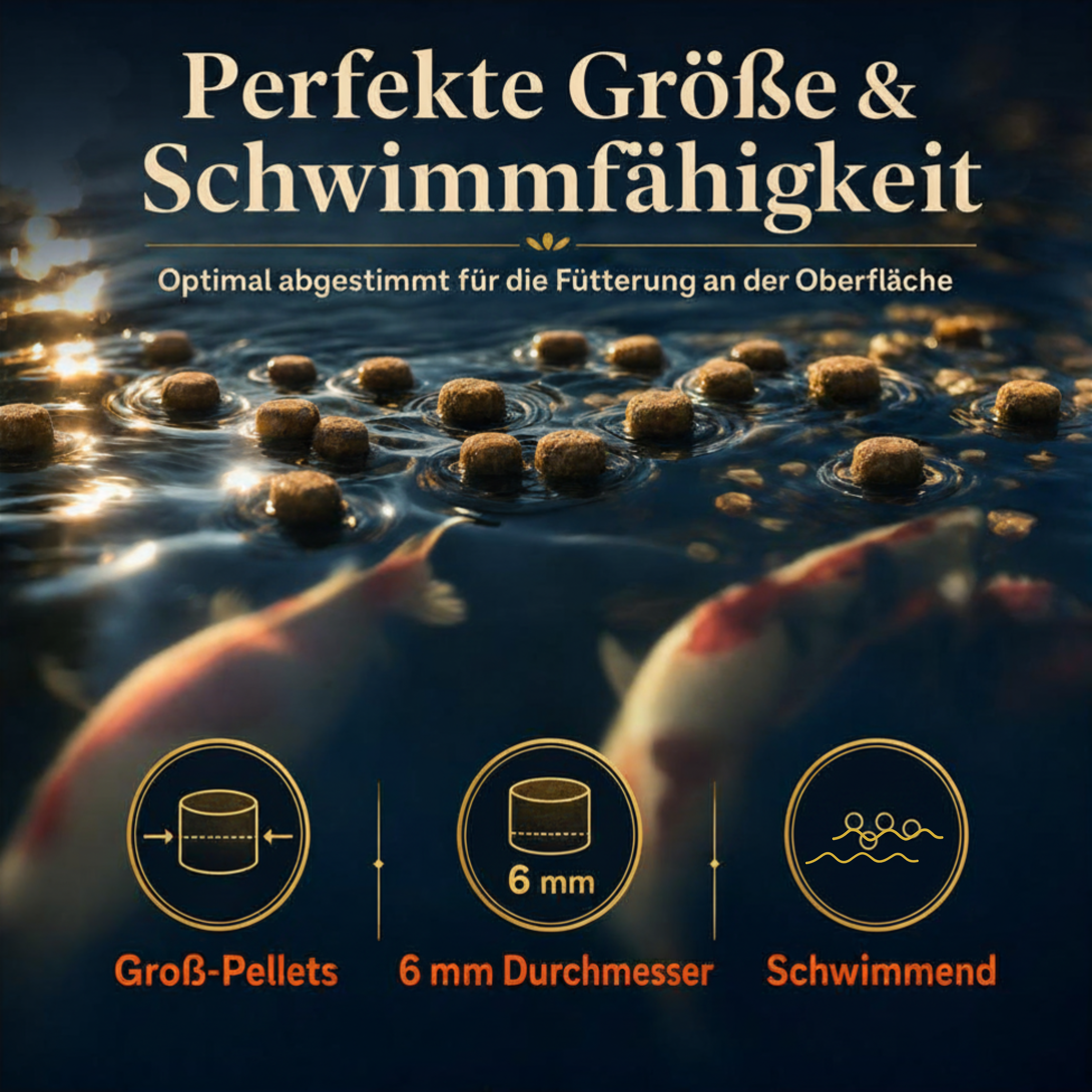 PRO KOI Farbfutter Groß-Pellets ganzjährig | schwimmende Pellets 6 mm