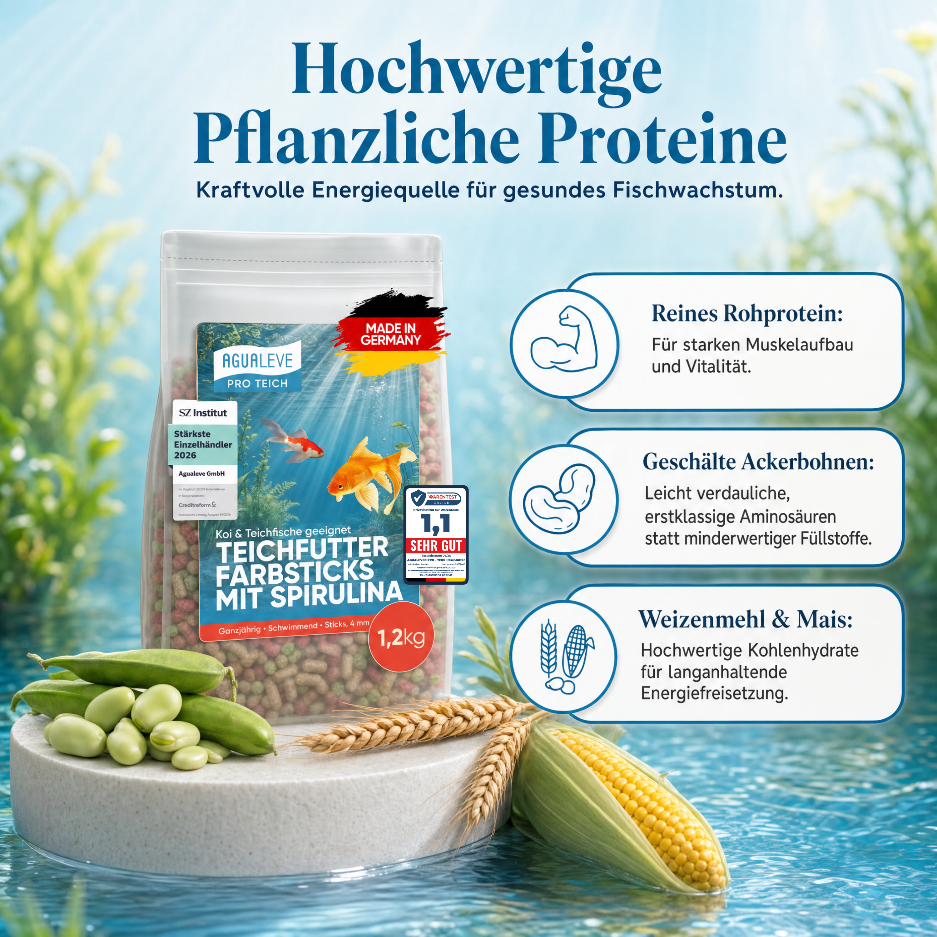 PRO TEICH Farbsticks mit Spirulina ganzjährig | schwimmende Sticks 4 mm